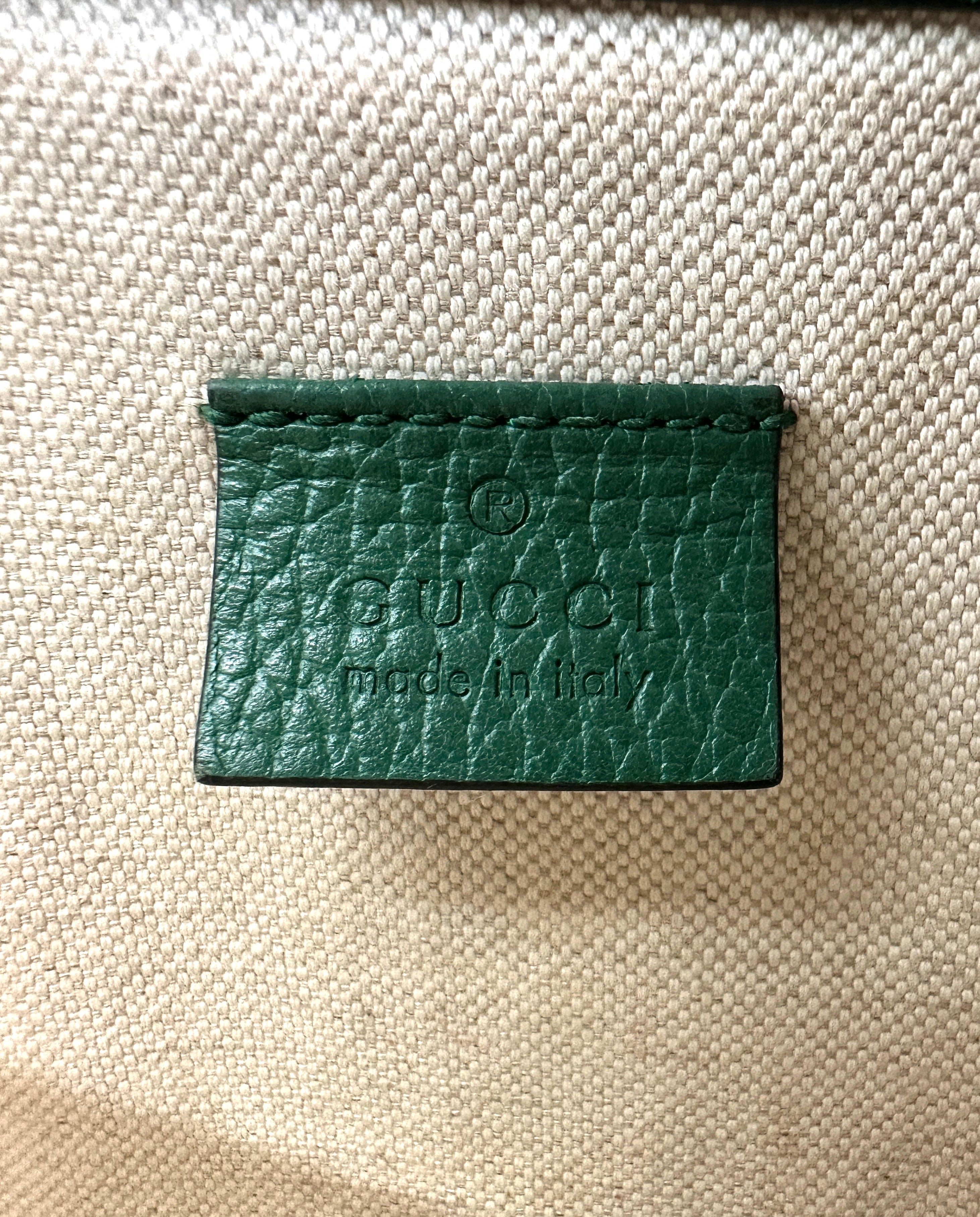 Gucci Dionysus Green Leather Medium Size Shoulder Bag With Blue Enamel GG848
