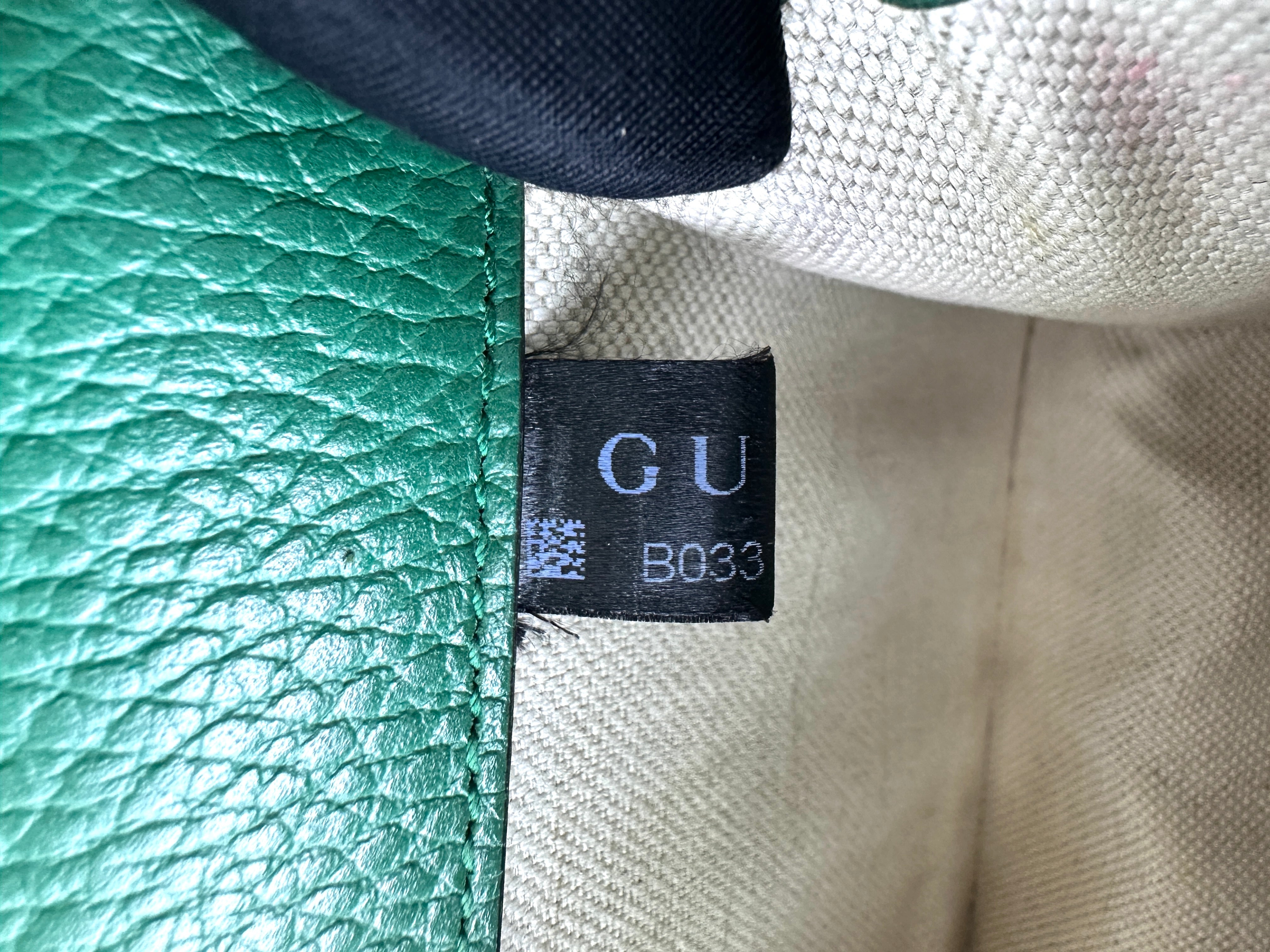 Gucci Dionysus Green Leather Medium Size Shoulder Bag With Blue Enamel GG848
