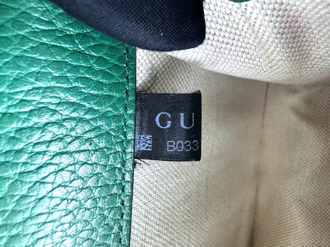 Gucci Dionysus Green Leather Medium Size Shoulder Bag With Blue Enamel GG848