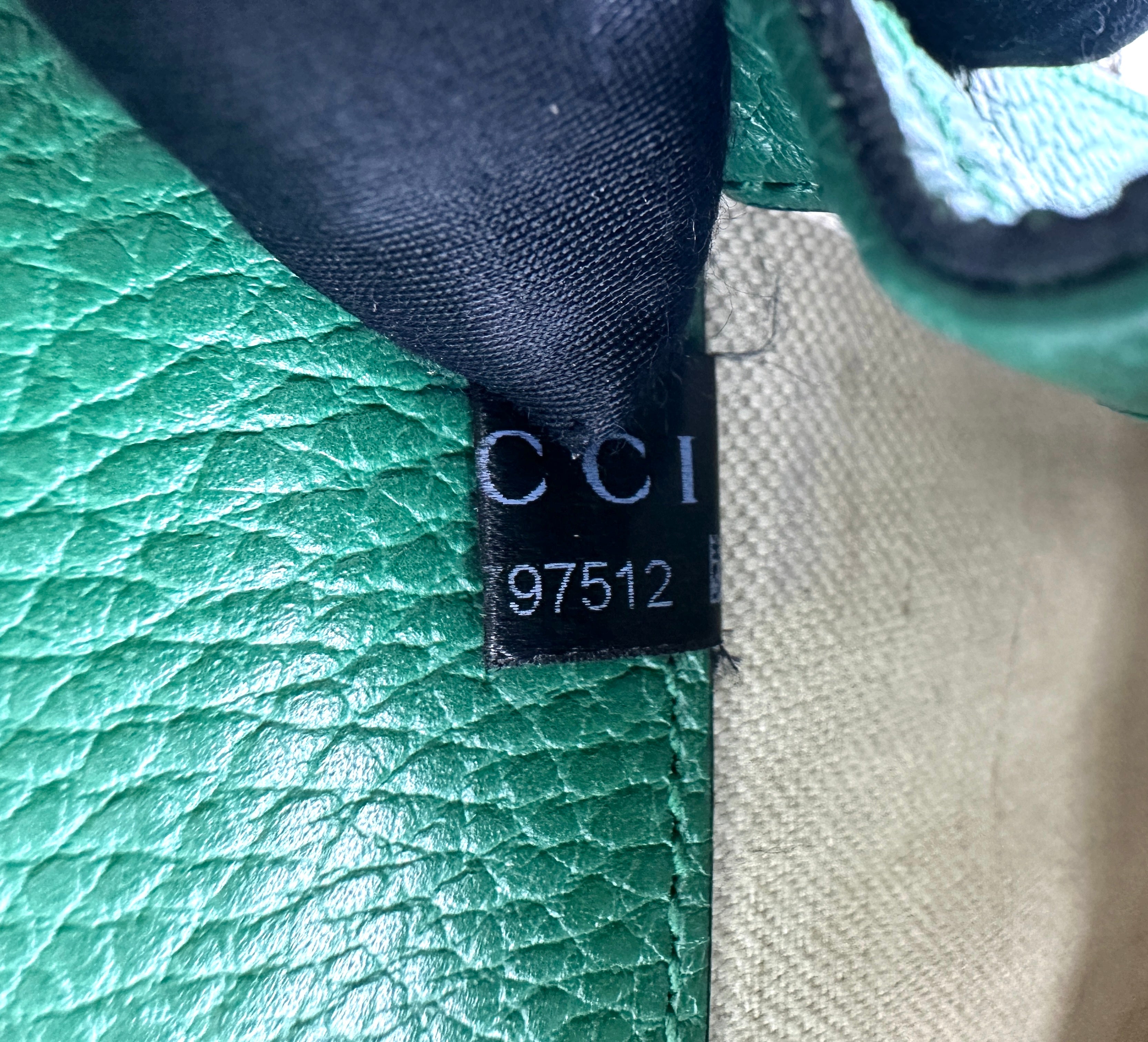 Gucci Dionysus Green Leather Medium Size Shoulder Bag With Blue Enamel GG848