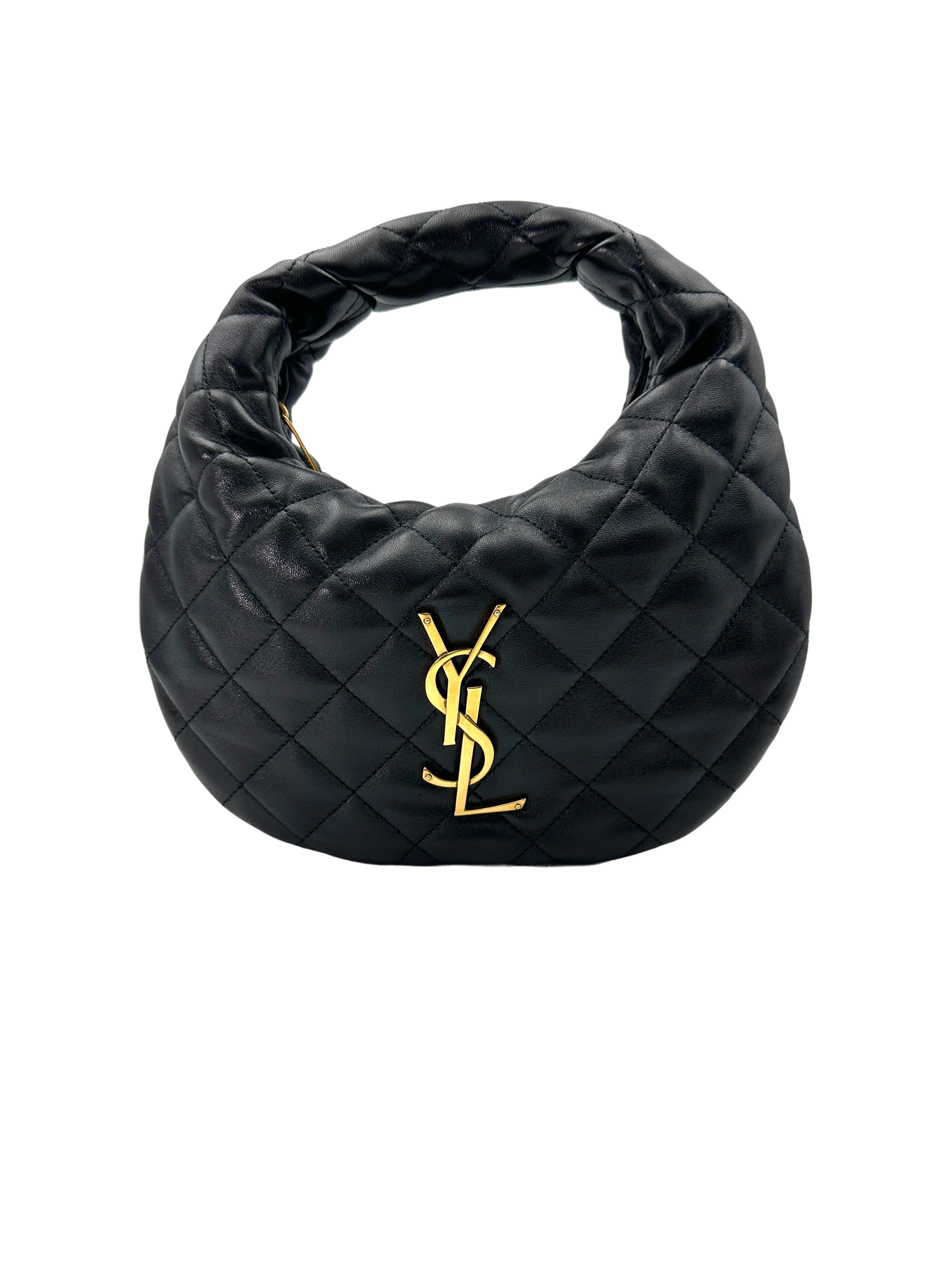 Saint Laurent Icarino Black Quilted Leather Medium Size Hobo Bag SL186