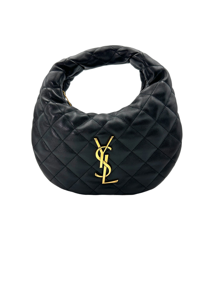 Saint Laurent Icarino Black Quilted Leather Medium Size Hobo Bag SL186