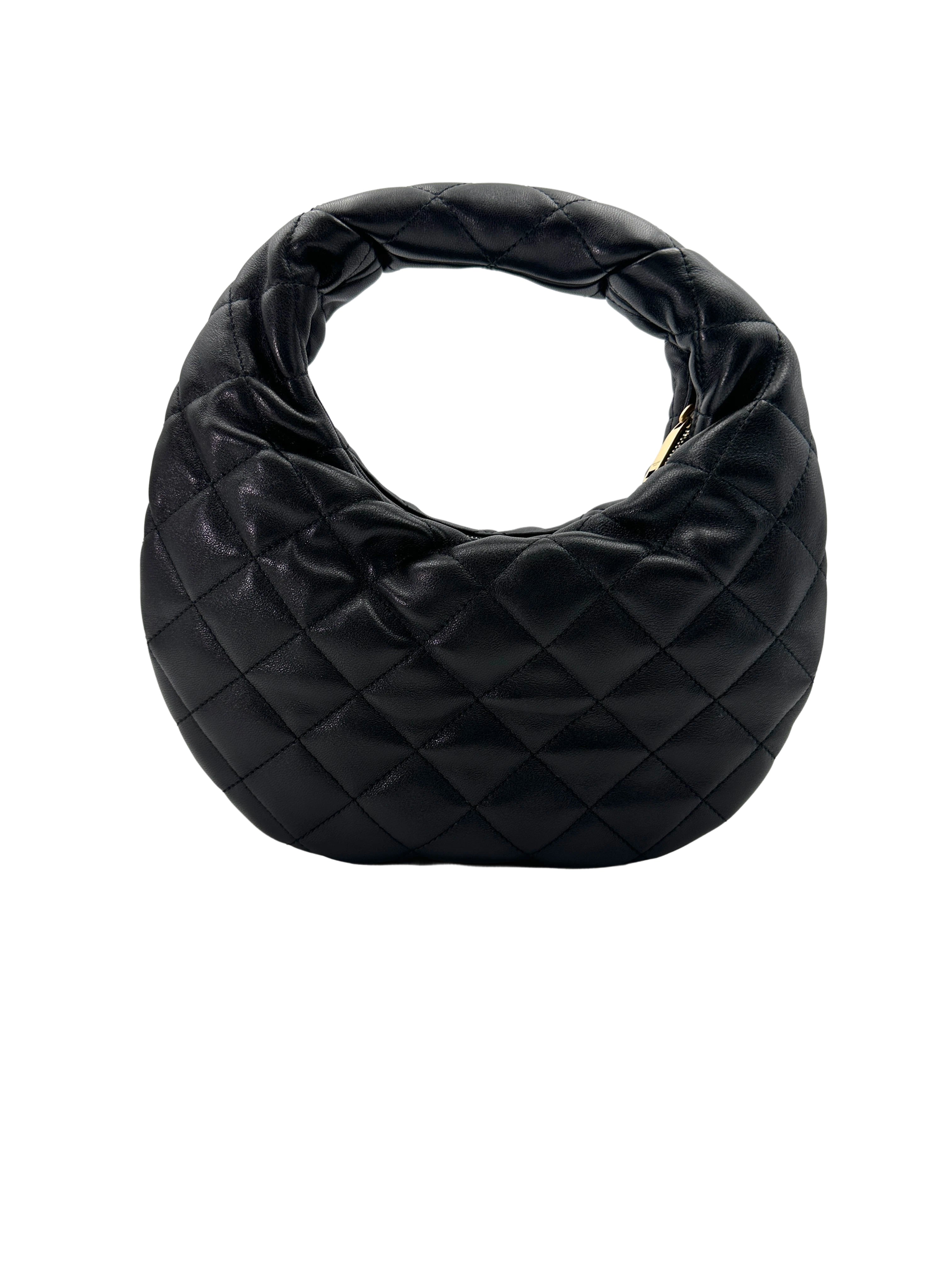 Saint Laurent Icarino Black Quilted Leather Medium Size Hobo Bag SL186