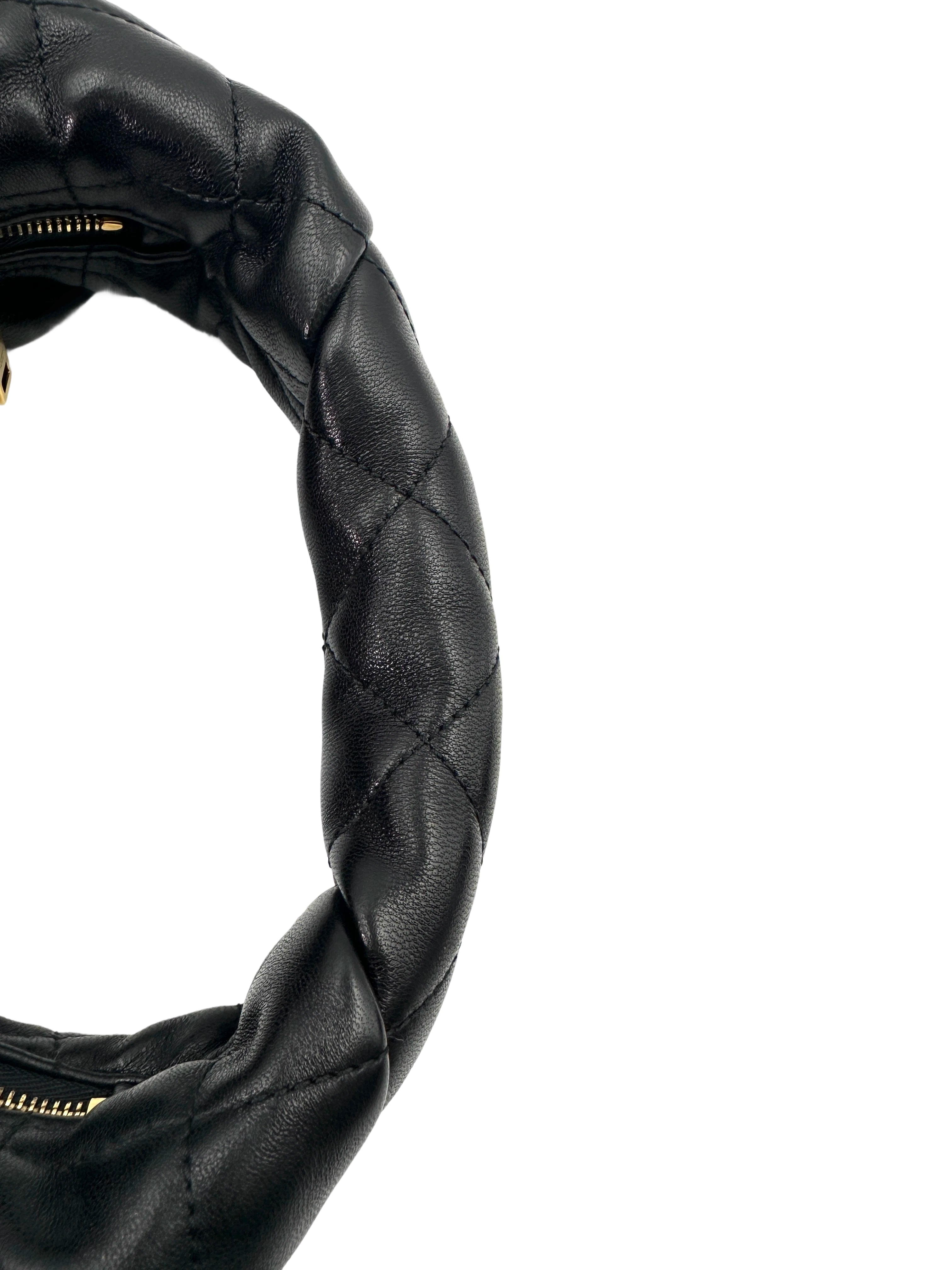 Saint Laurent Icarino Black Quilted Leather Medium Size Hobo Bag SL186