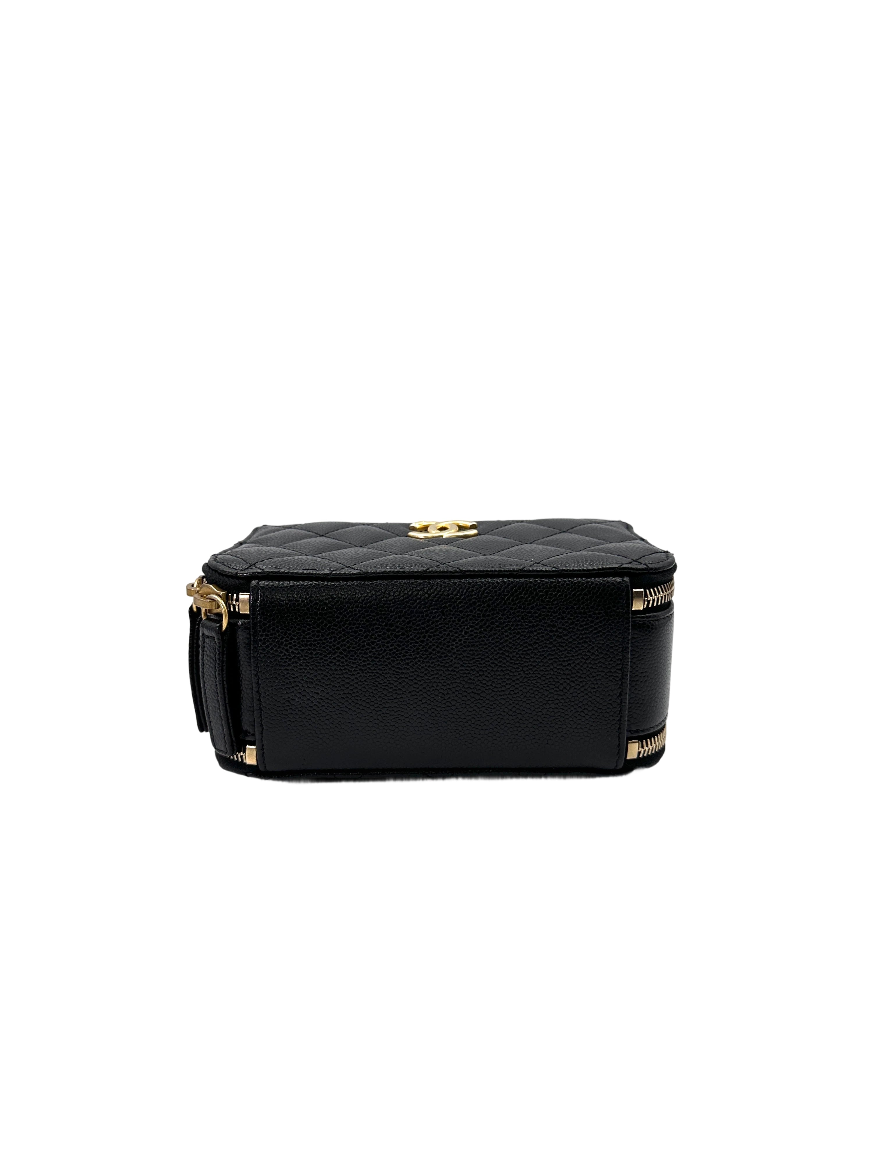 Chanel 22S Black Quilted Leather Vanity Case With Gold Hardware(HT***L2) CC1786