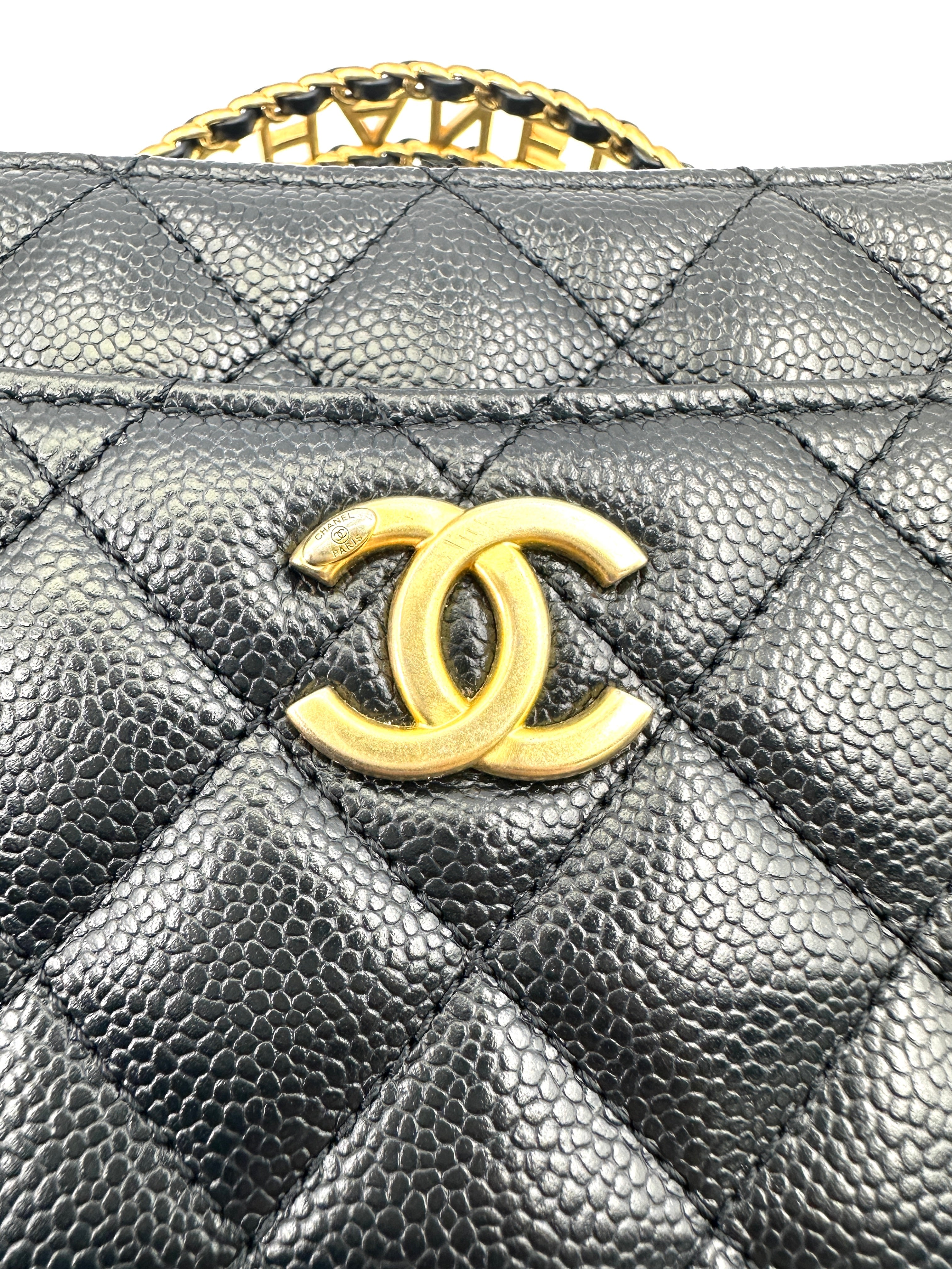 Chanel 22S Black Quilted Leather Vanity Case With Gold Hardware(HT***L2) CC1786