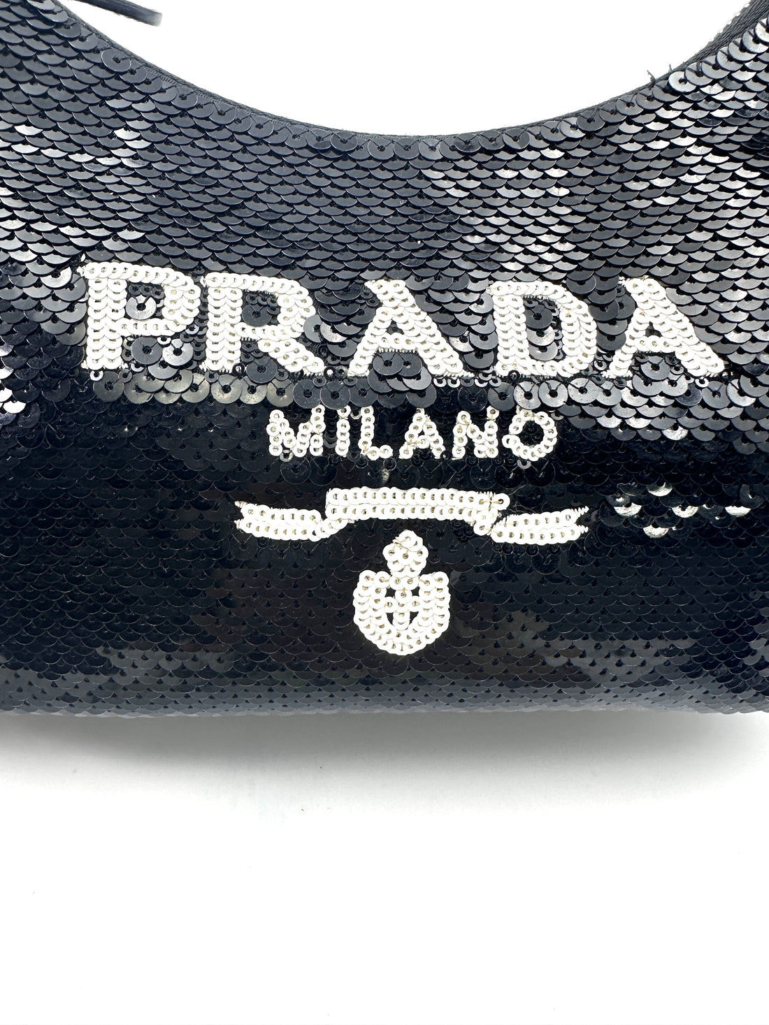 Prada Re-Edition 2005 White/Black Sequin Shoulder Bag PR265
