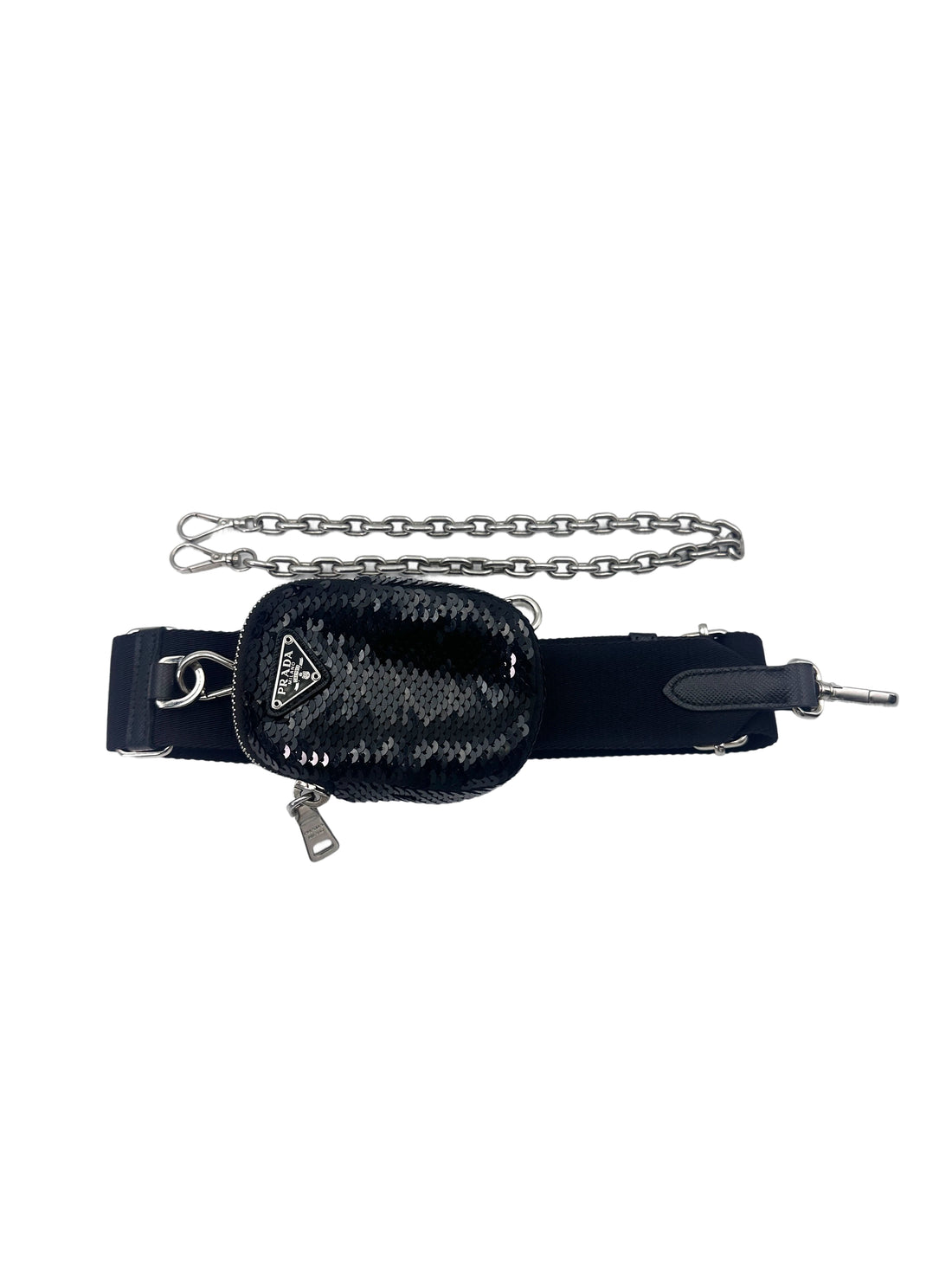 Prada Re-Edition 2005 White/Black Sequin Shoulder Bag PR265