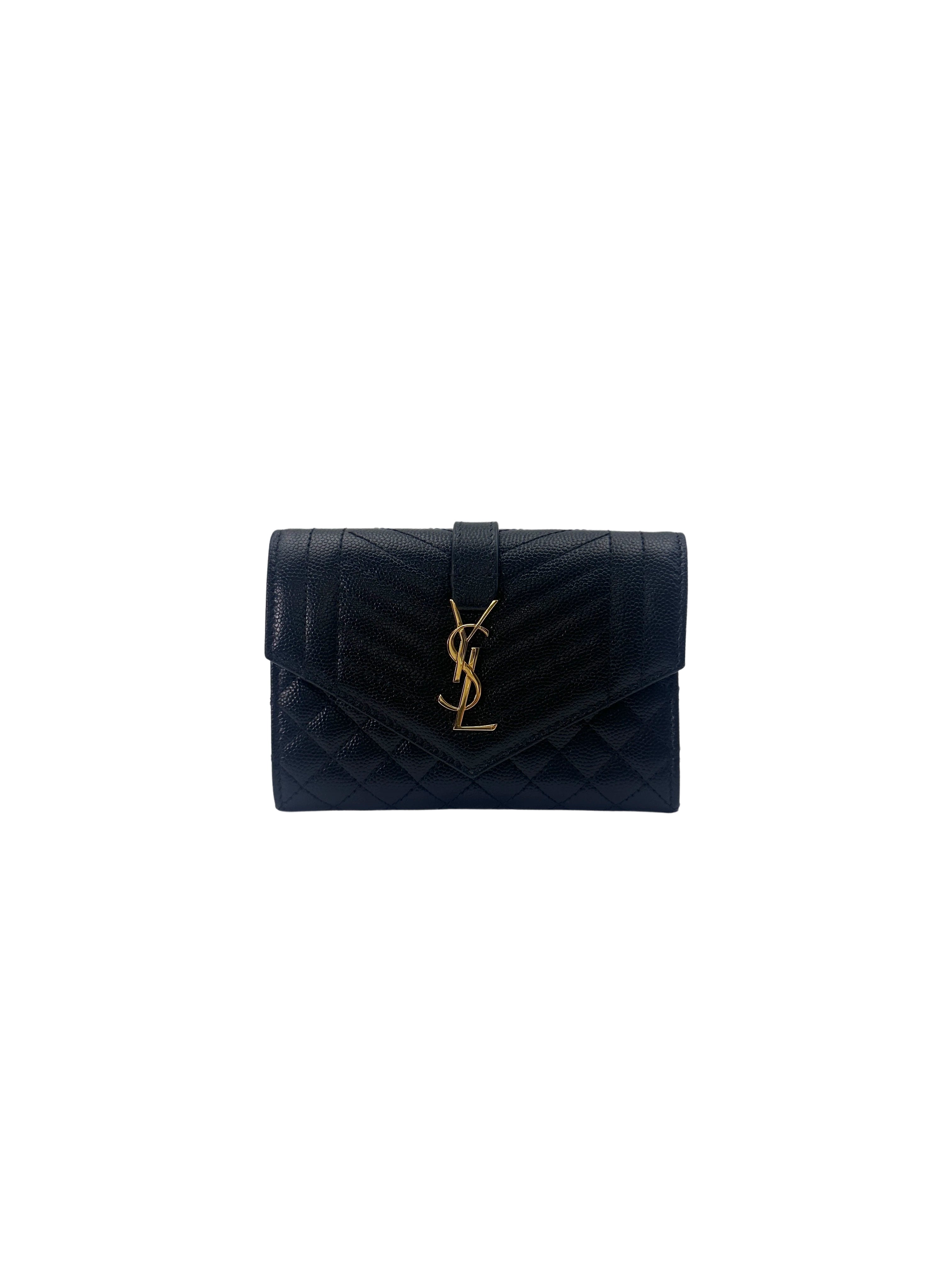 Saint Laurent Envelope Black Quilted Leather Flap Bag SL187