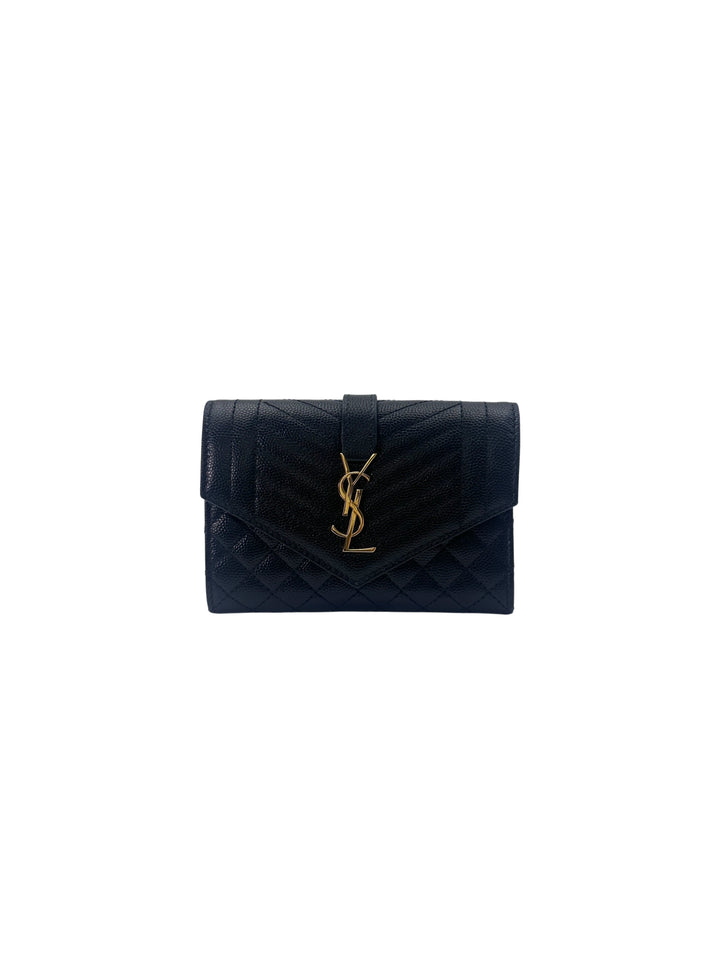 Saint Laurent Envelope Black Quilted Leather Flap Bag SL187