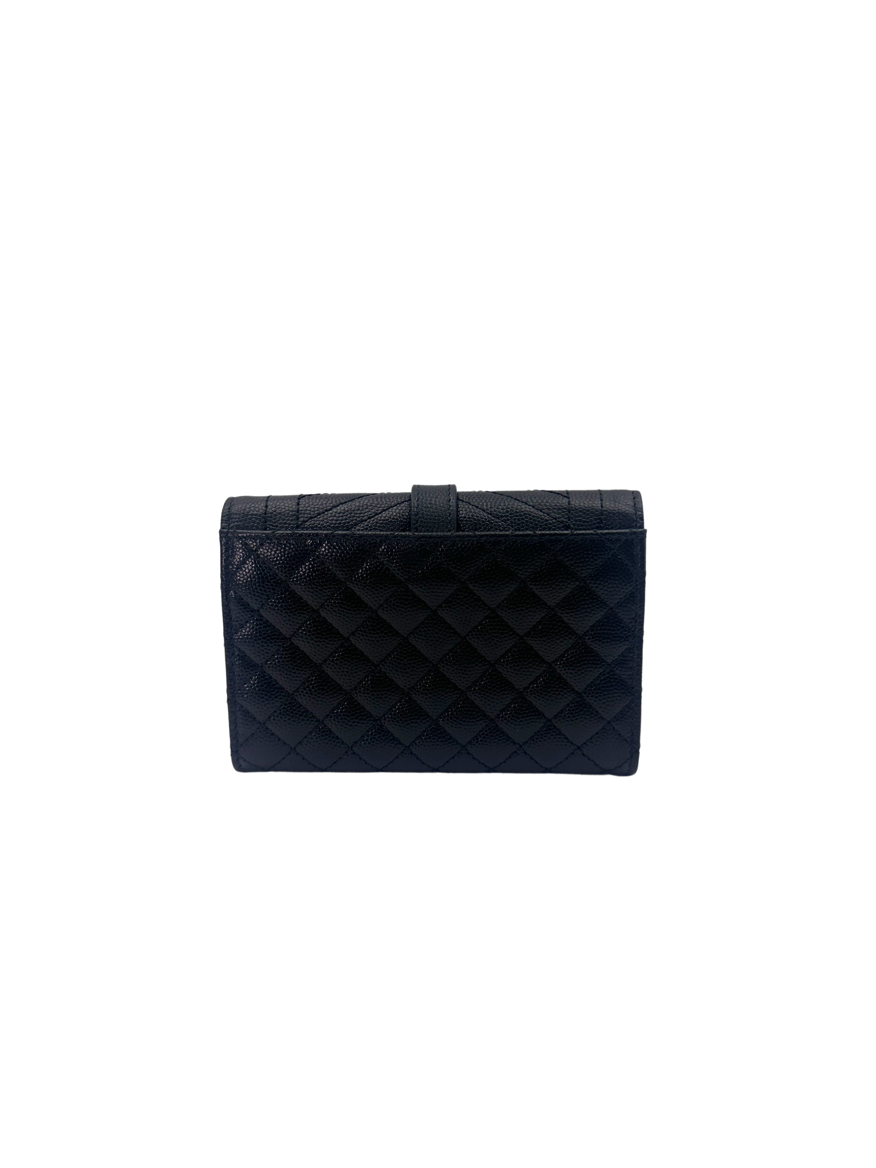 Saint Laurent Envelope Black Quilted Leather Flap Bag SL187