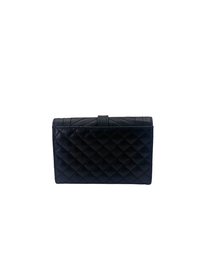 Saint Laurent Envelope Black Quilted Leather Flap Bag SL187