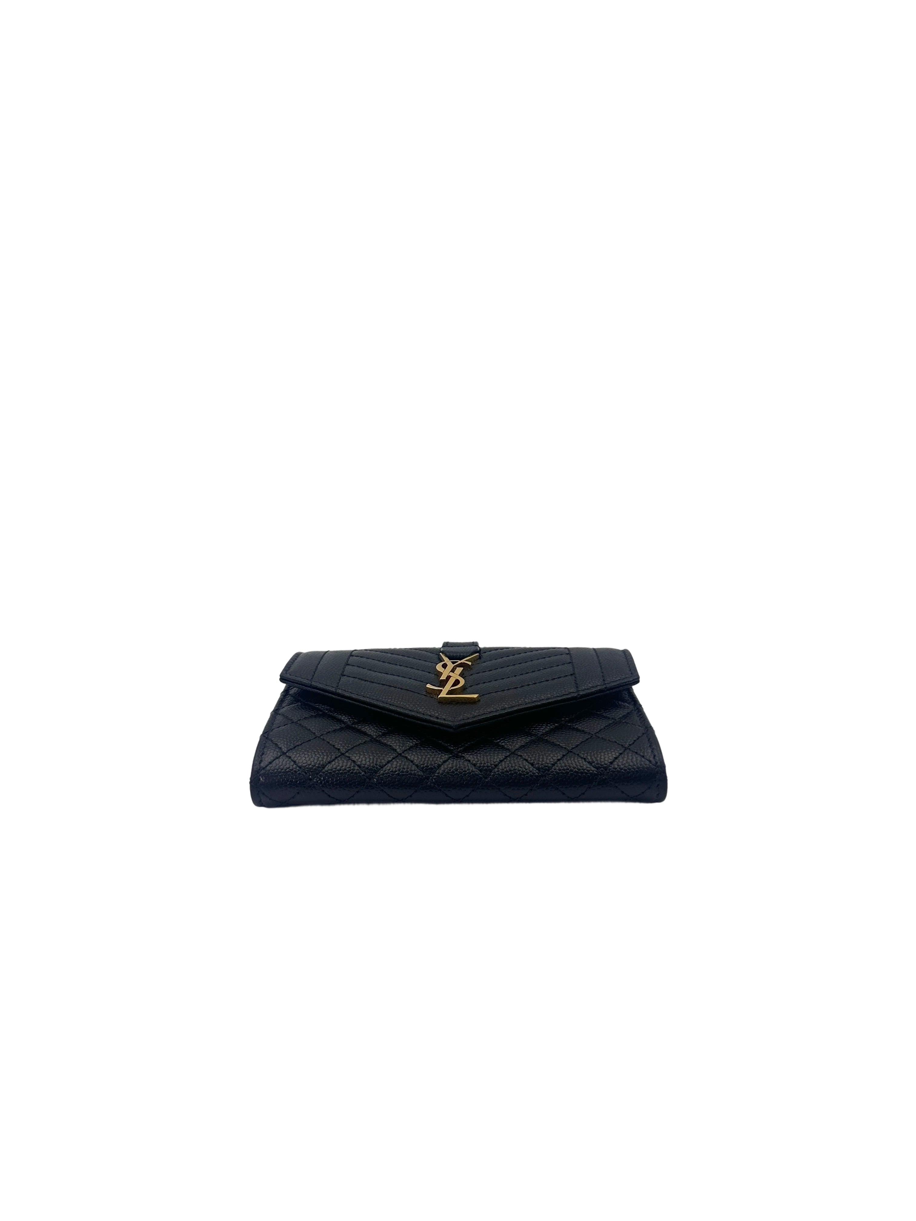 Saint Laurent Envelope Black Quilted Leather Flap Bag SL187