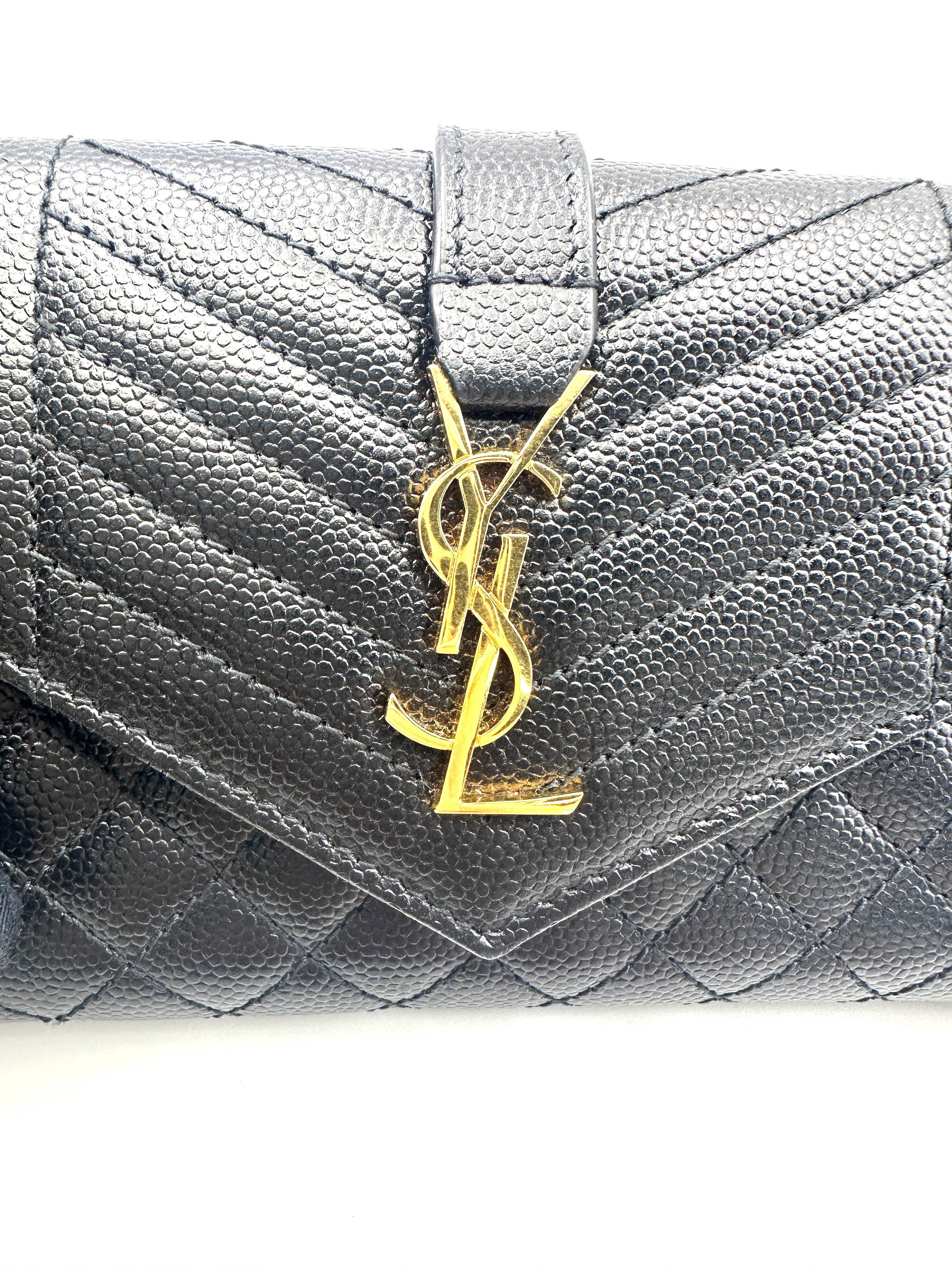 Saint Laurent Envelope Black Quilted Leather Flap Bag SL187