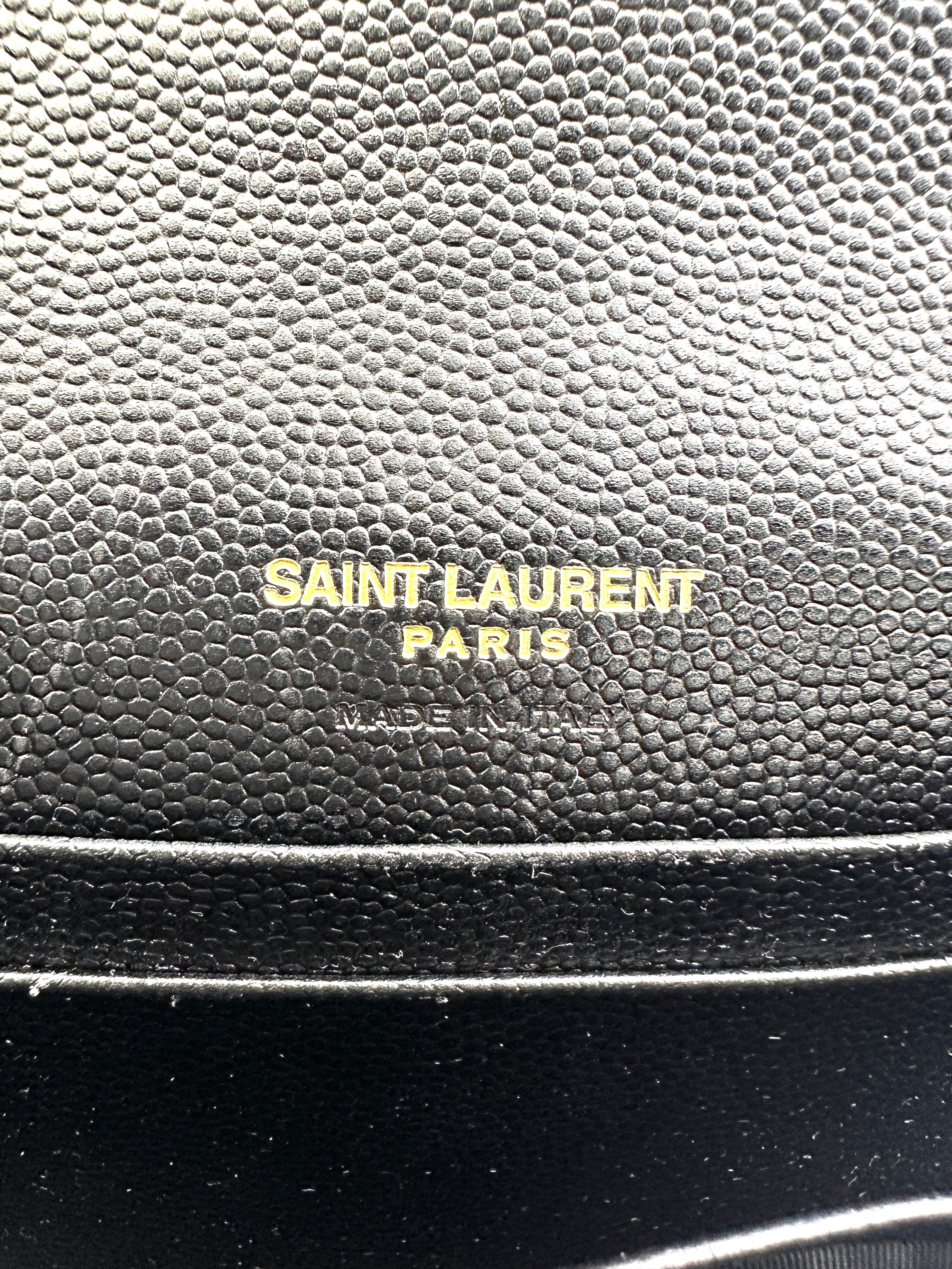 Saint Laurent Envelope Black Quilted Leather Flap Bag SL187