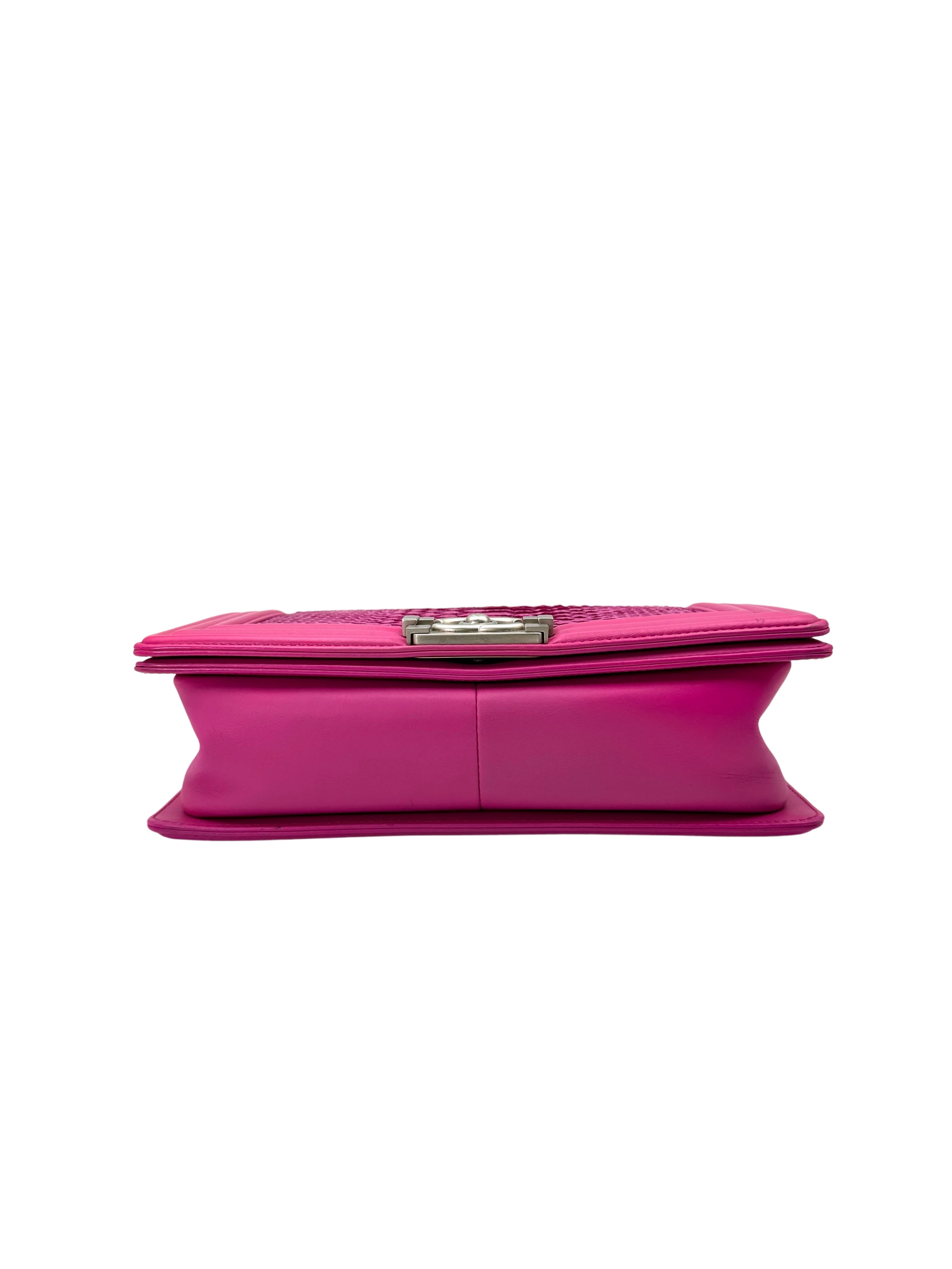 Chanel LeBoy Pink Python Leather Flap Bag With Silver Buckle(20***87) CC1788