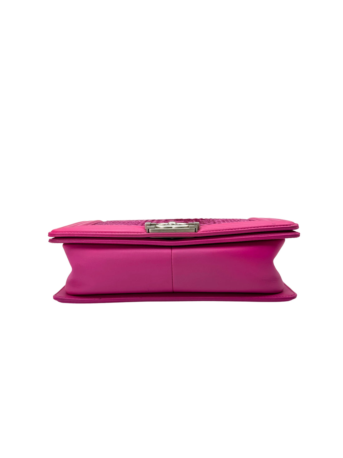 Chanel LeBoy Pink Python Leather Flap Bag With Silver Buckle(20***87) CC1788