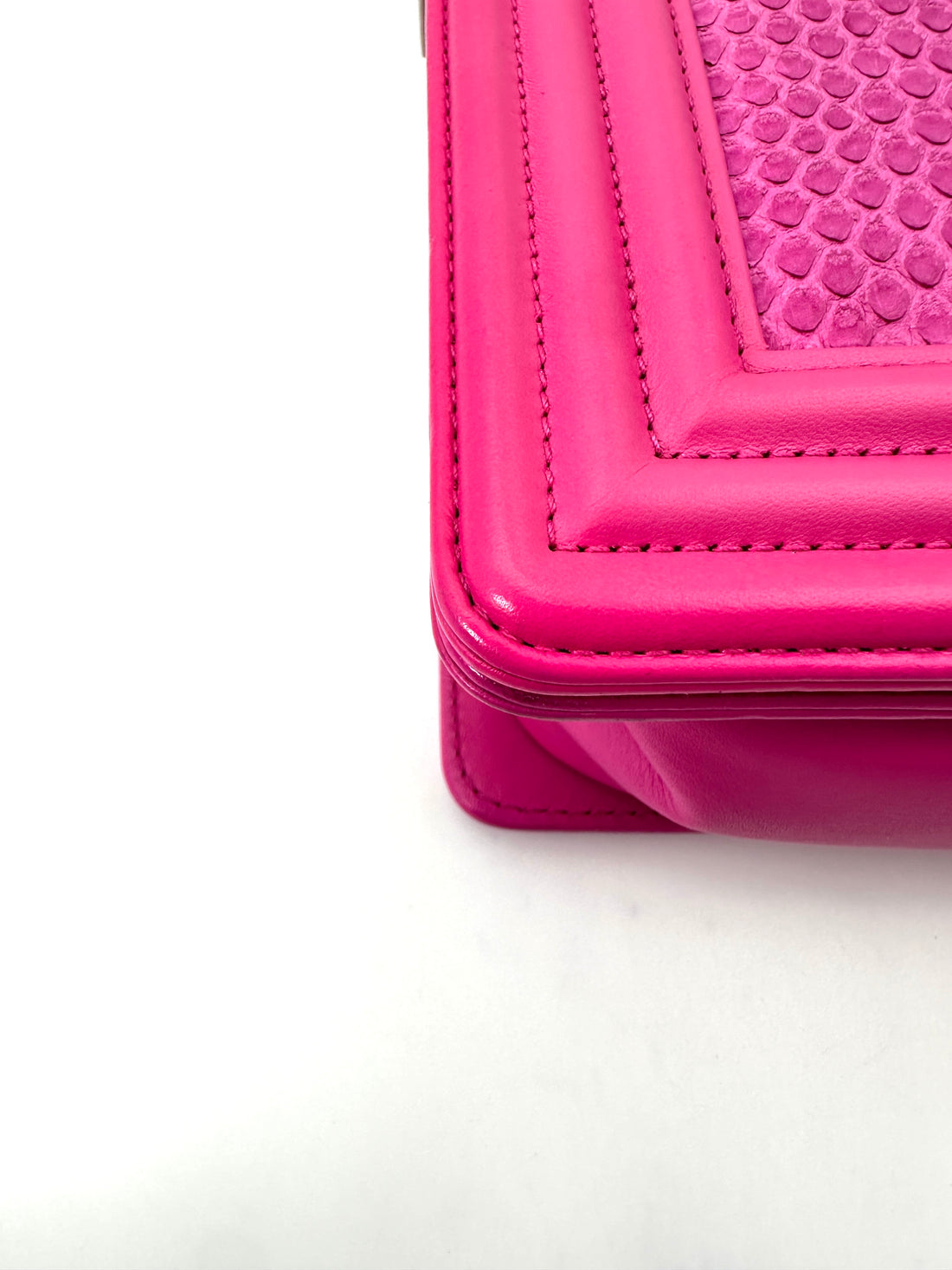 Chanel LeBoy Pink Python Leather Flap Bag With Silver Buckle(20***87) CC1788