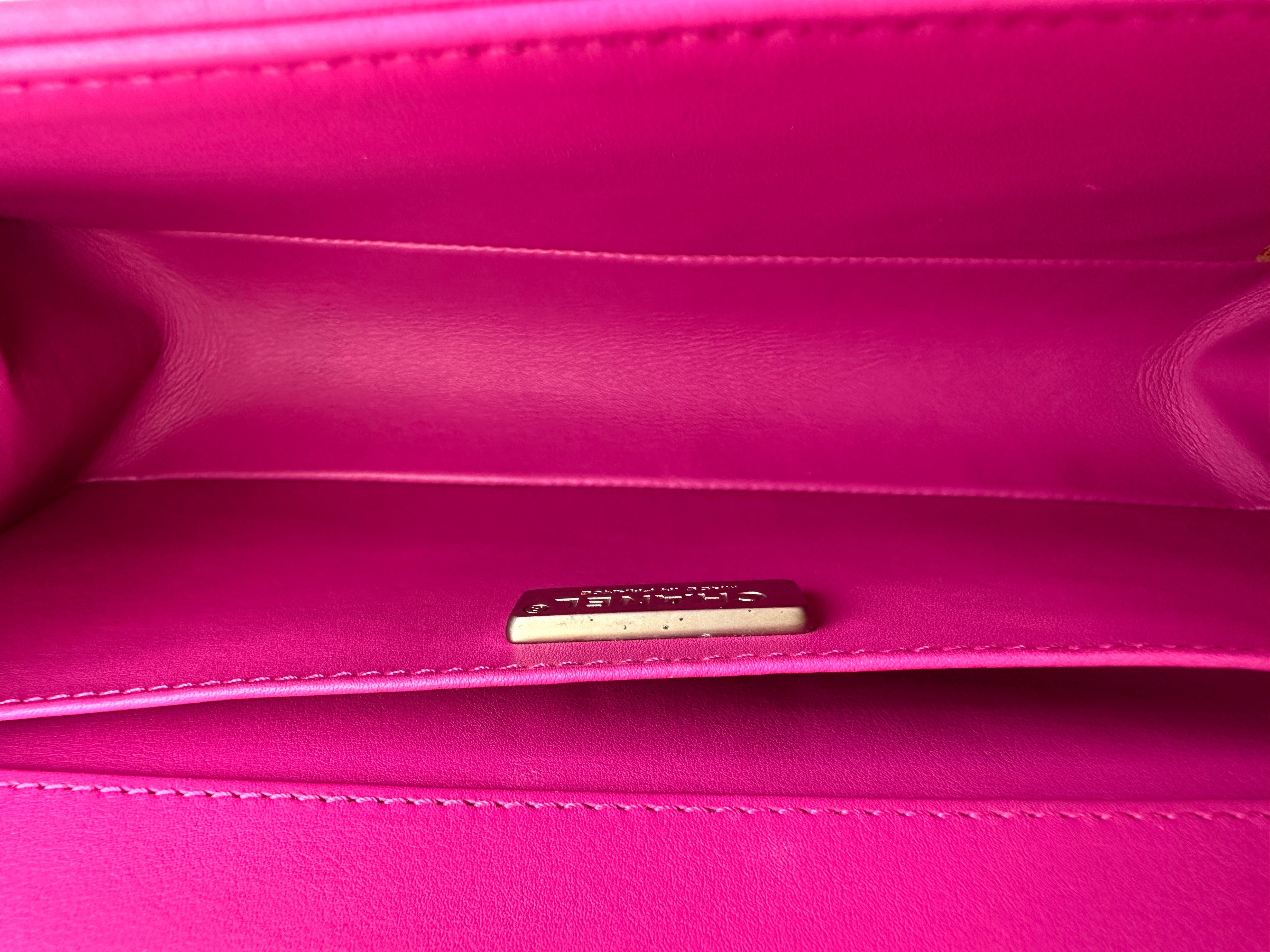 Chanel LeBoy Pink Python Leather Flap Bag With Silver Buckle(20***87) CC1788
