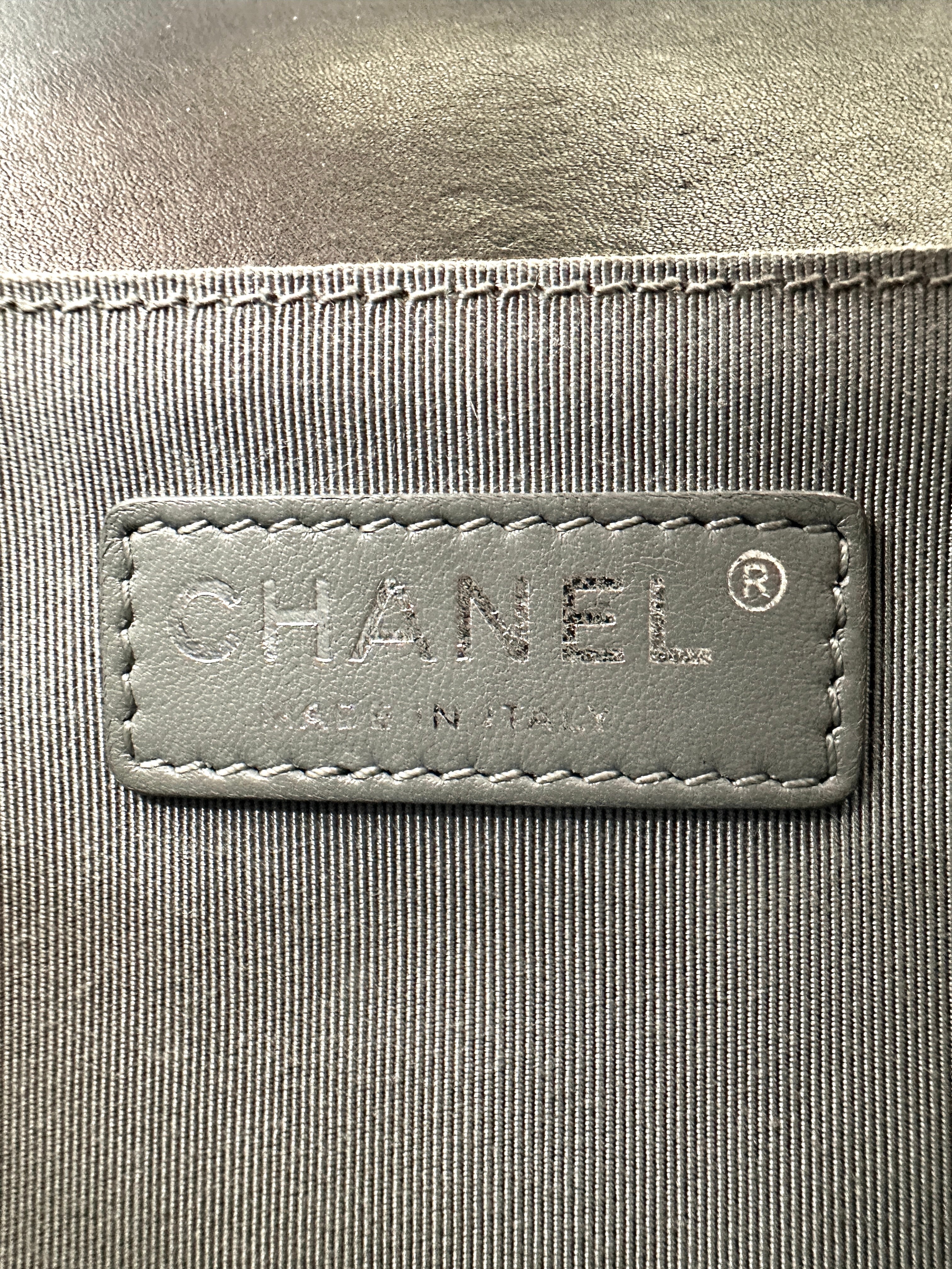 Chanel LeBoy Black Chevron Quilted Leather Medium Size Flap Bag With Silver Buckle(20***63) CC1790