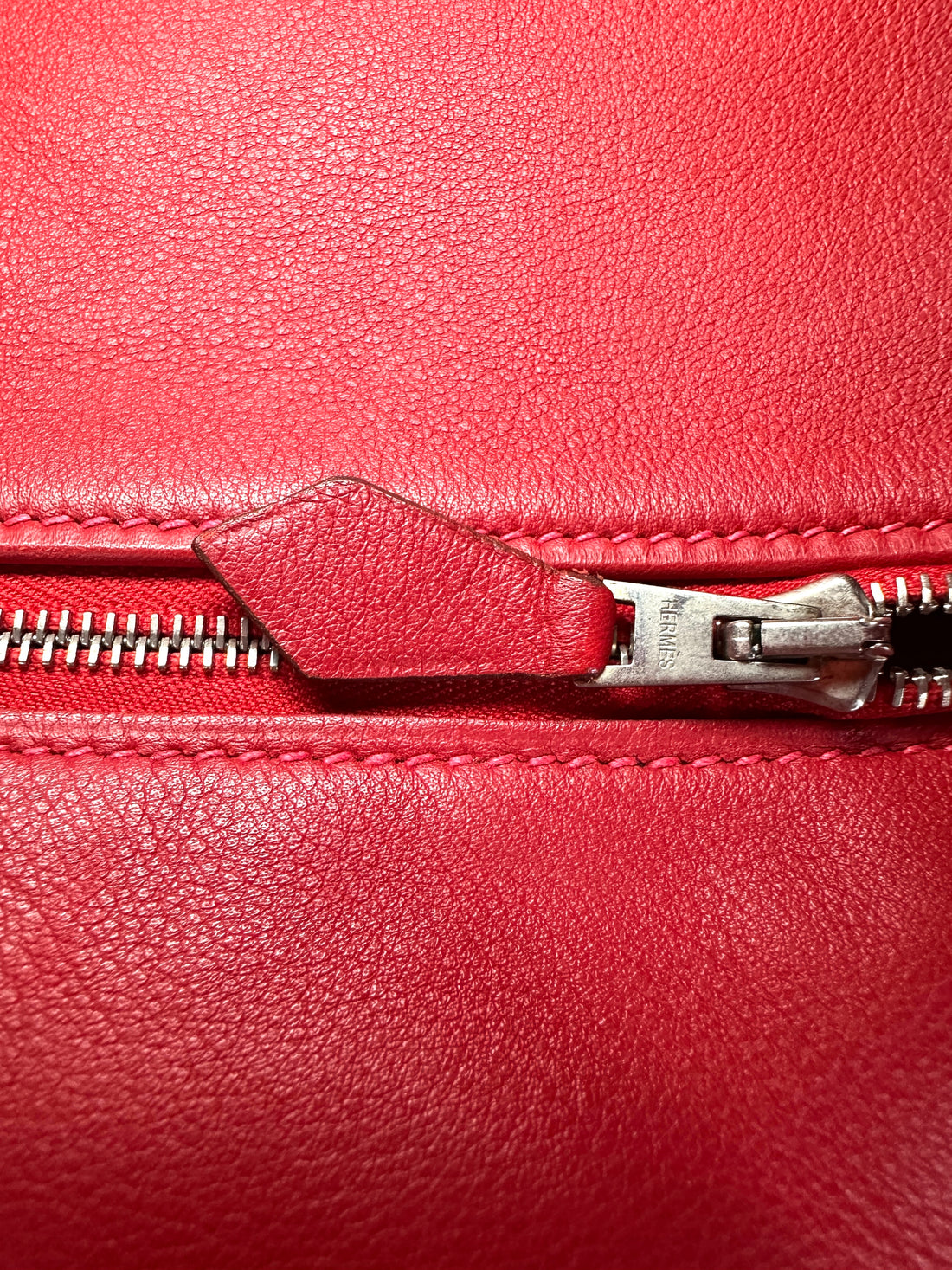 Hermes Kelly 32 Red Leather Handle Bag With Silver Hardware HR97