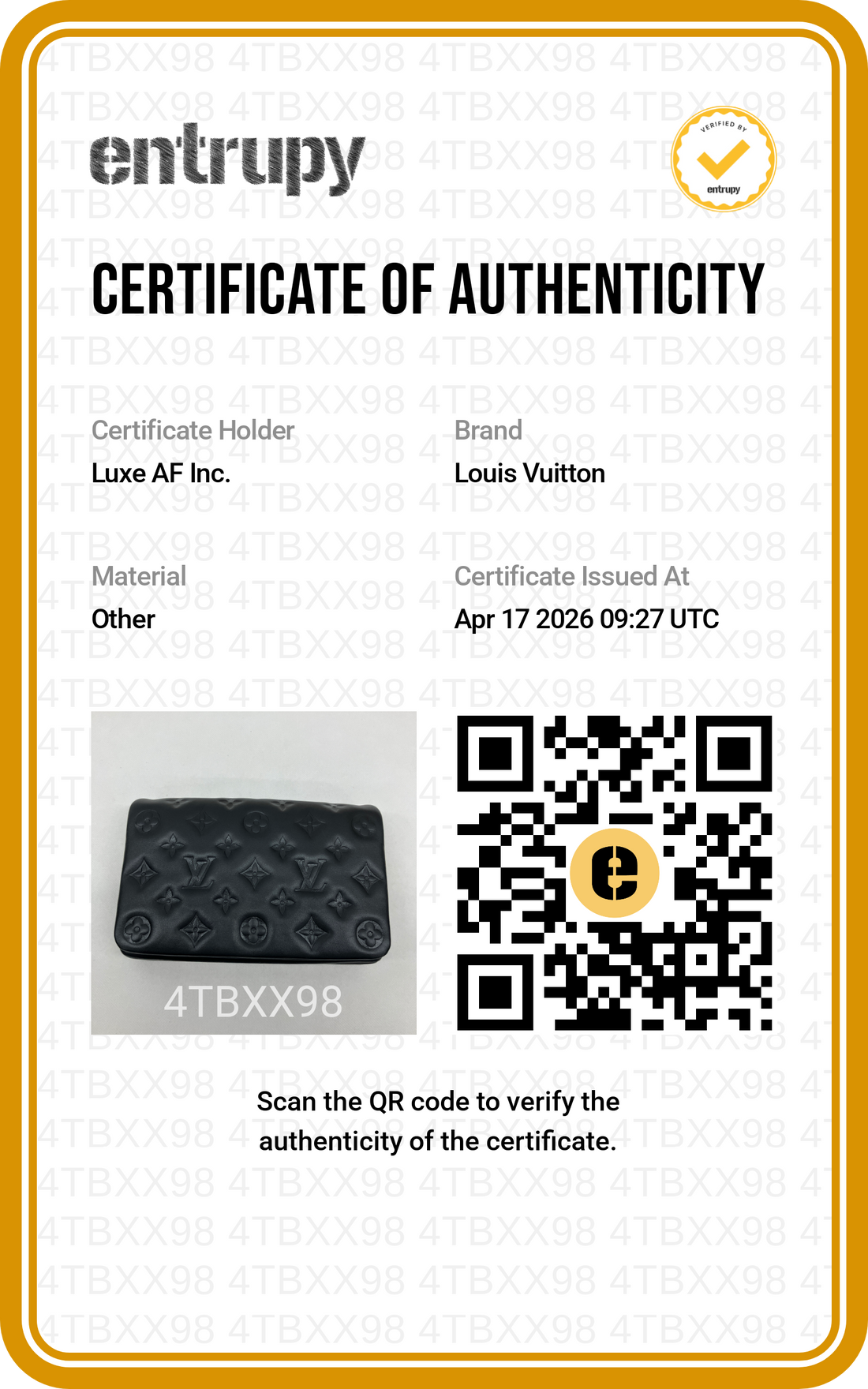 Louis Vuitton Coussin Black Monogram Embossed Leather Wallet On Chain LV2440
