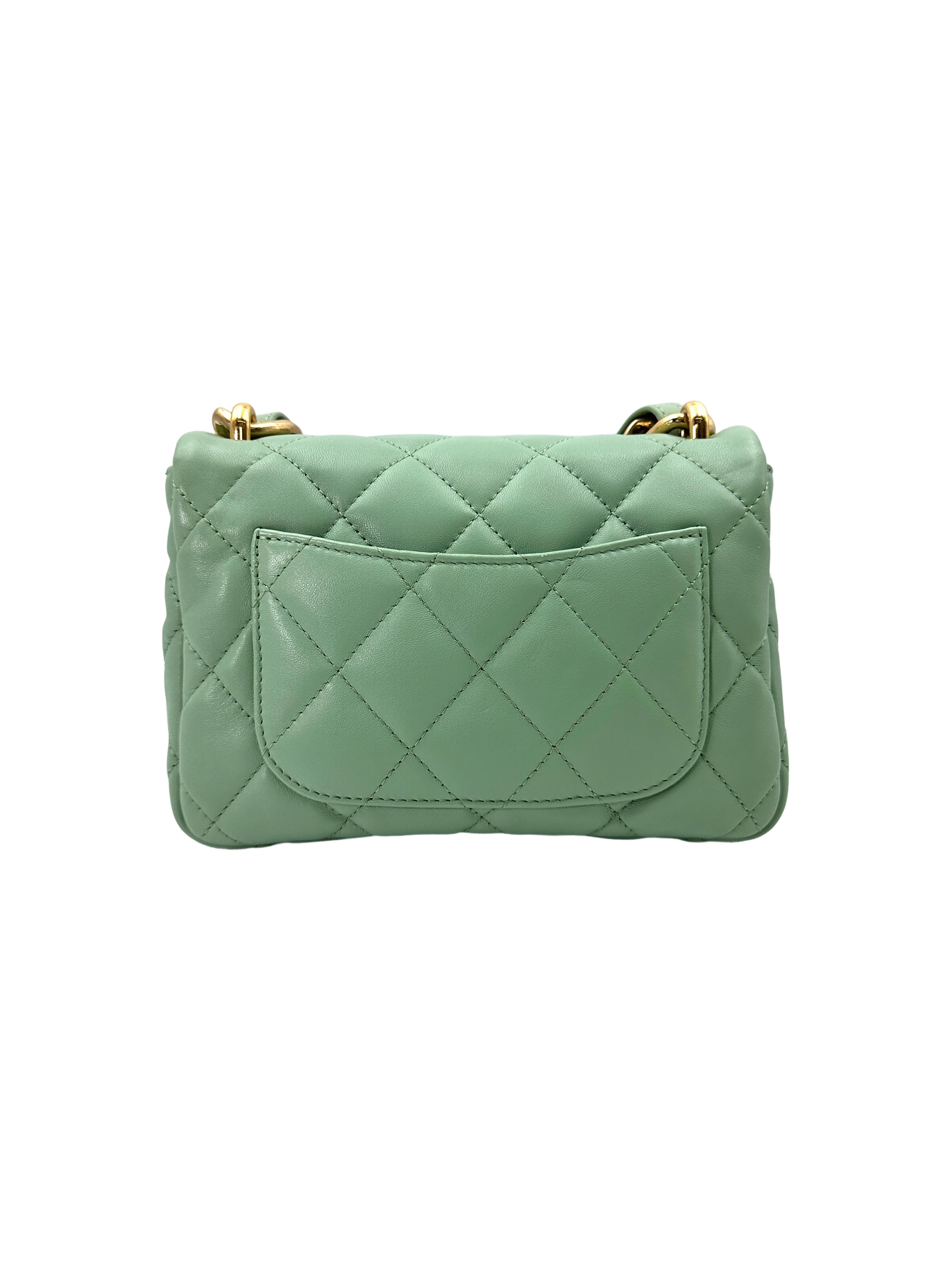 Chanel Mint Green Quilted Leather Flap Bag With Gold Hardware(CH***XG) IRIS168