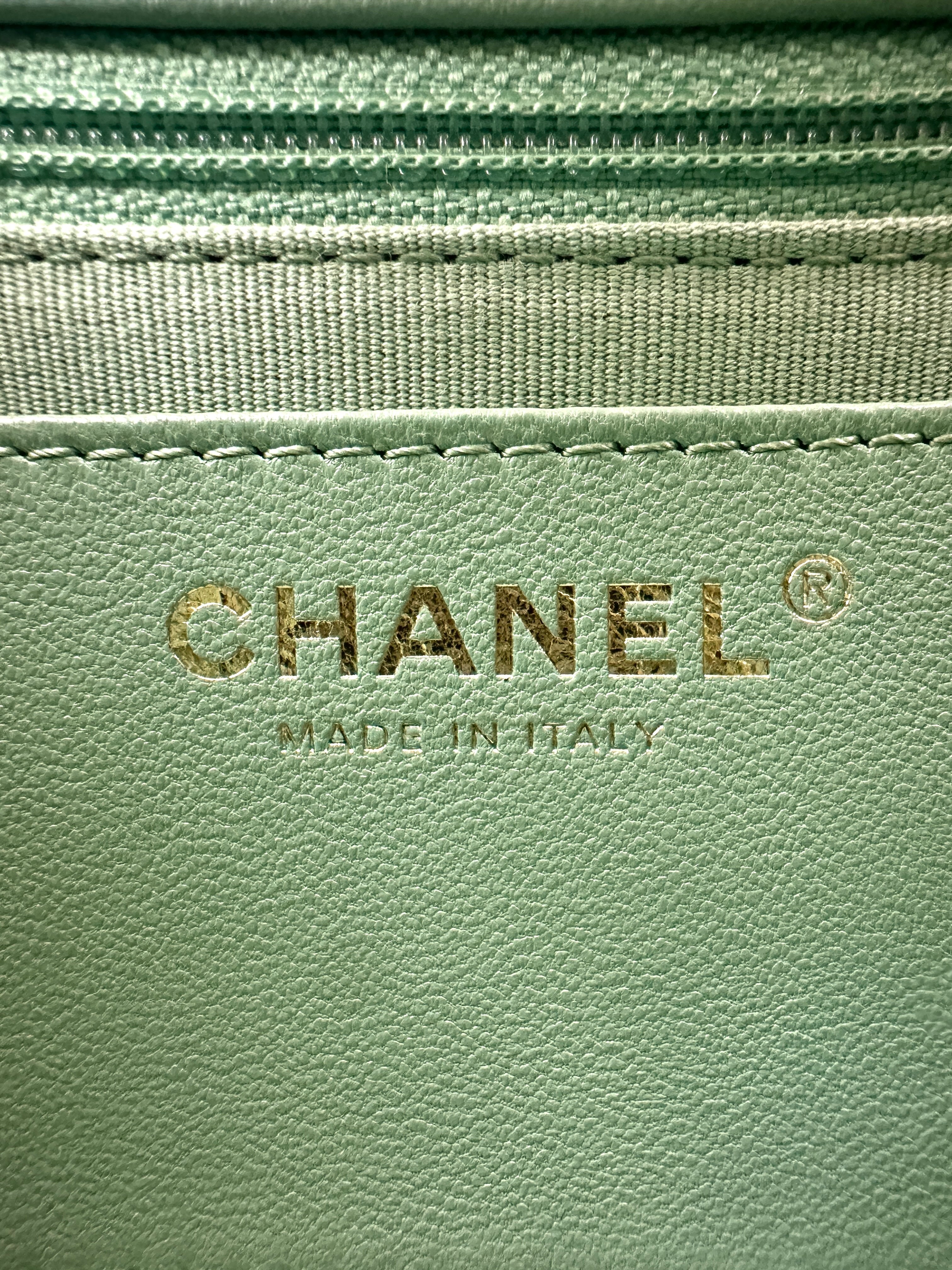 Chanel Mint Green Quilted Leather Flap Bag With Gold Hardware(CH***XG) IRIS168