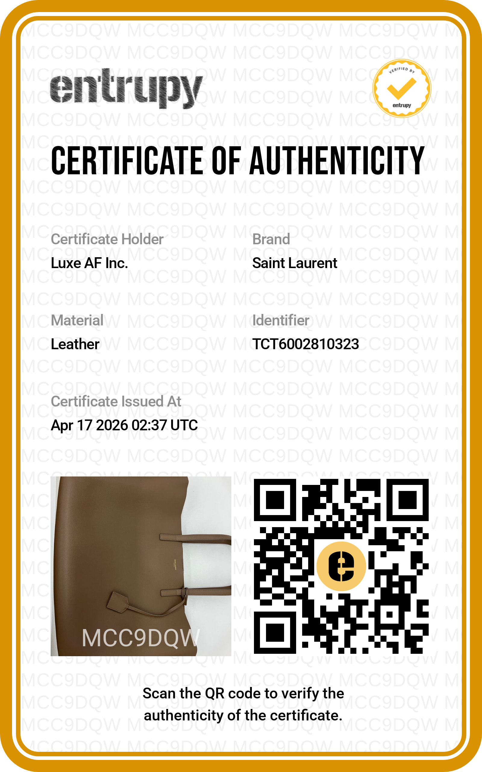 Saint Laurent Brown Tote Bag SL188