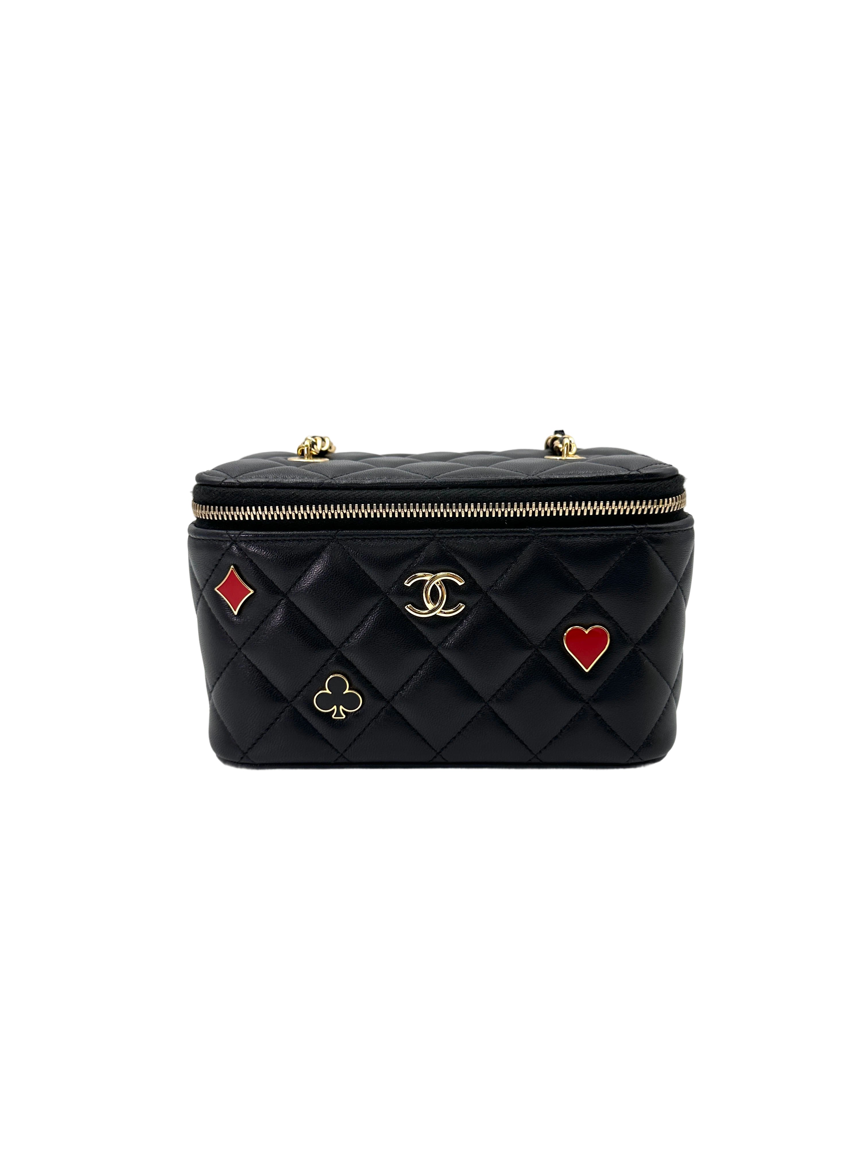 Chanel Casino Black Quilted Lambskin Vanity Case(K8***G7) IRIS169