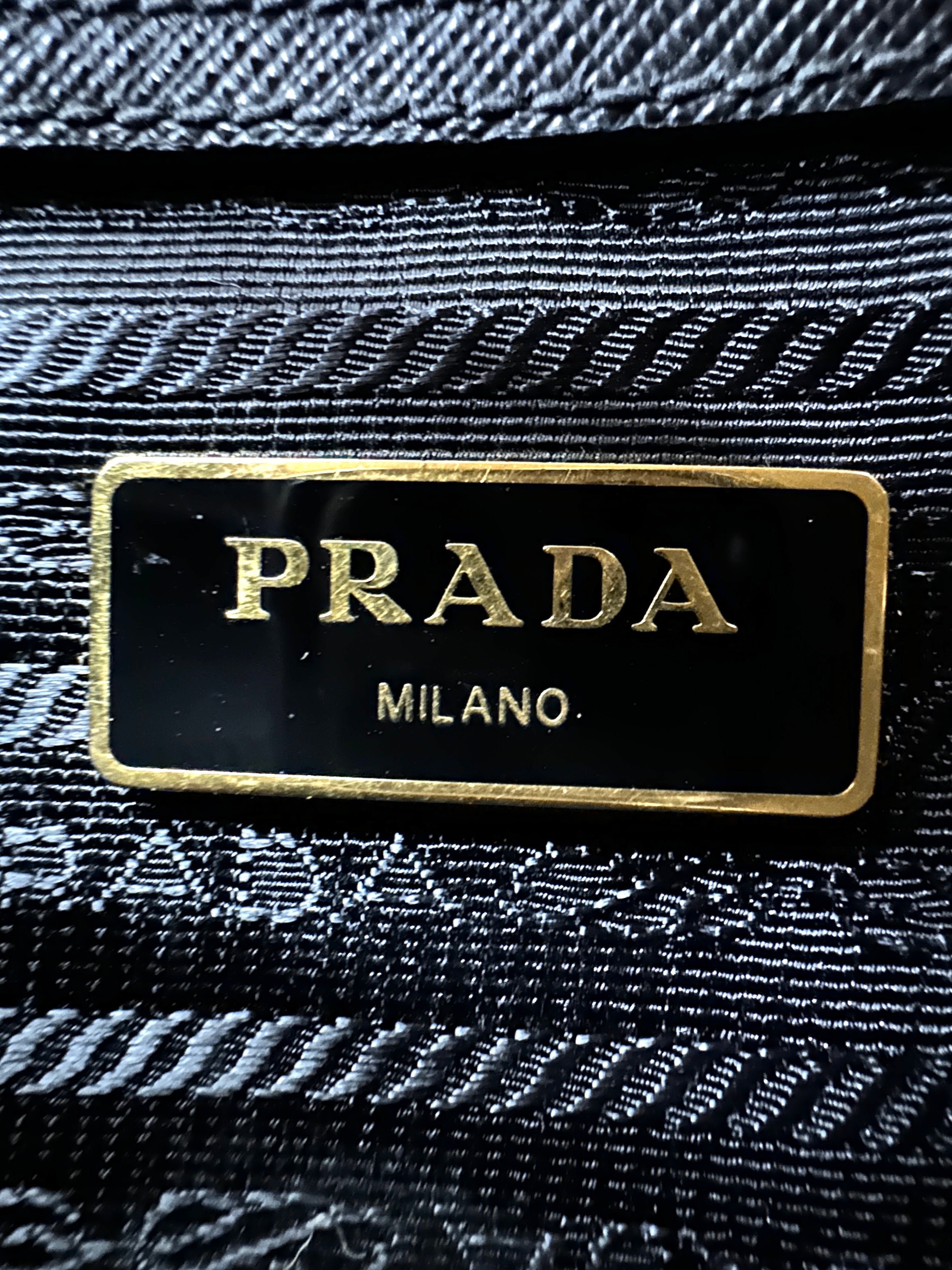 Prada Promenade Black Saffiano Lux Leather Handle Bag PR266