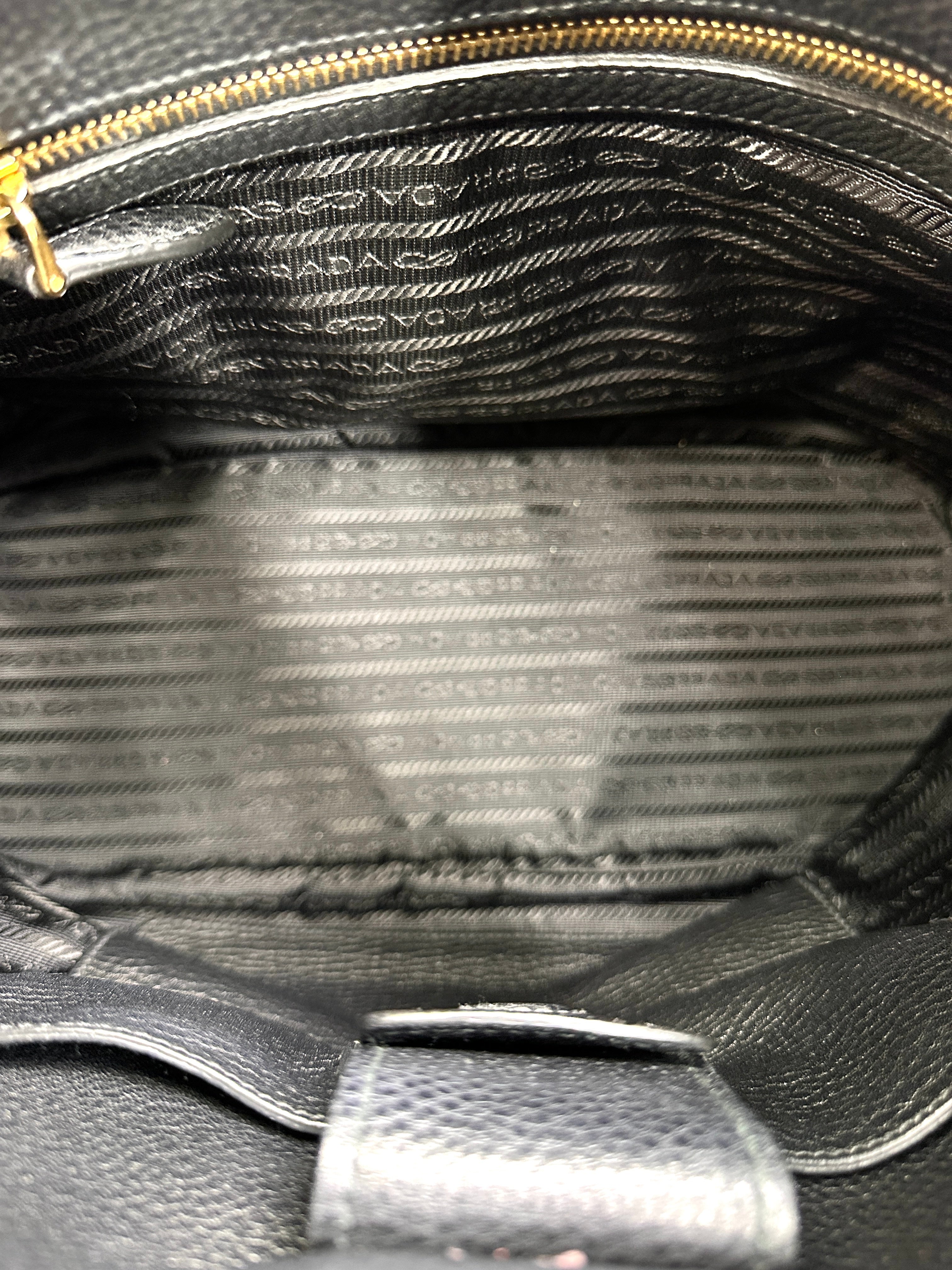 Prada Vitello Daino Black Leather Hobo Bag PR268
