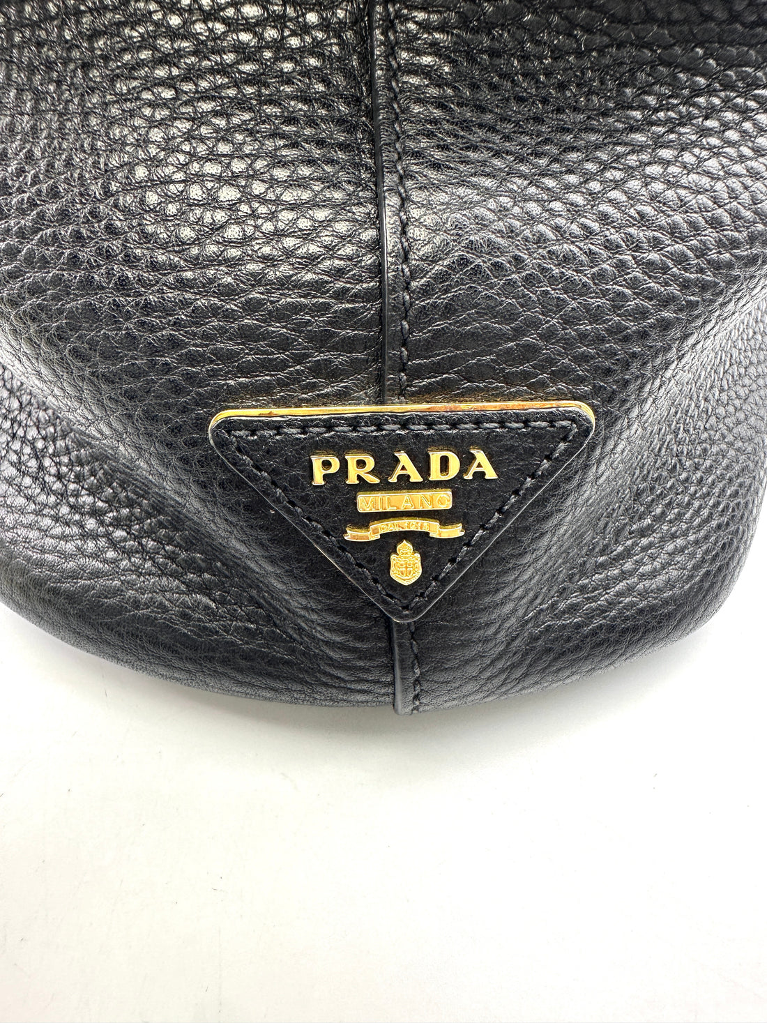 Prada Vitello Daino Black Leather Hobo Bag PR268