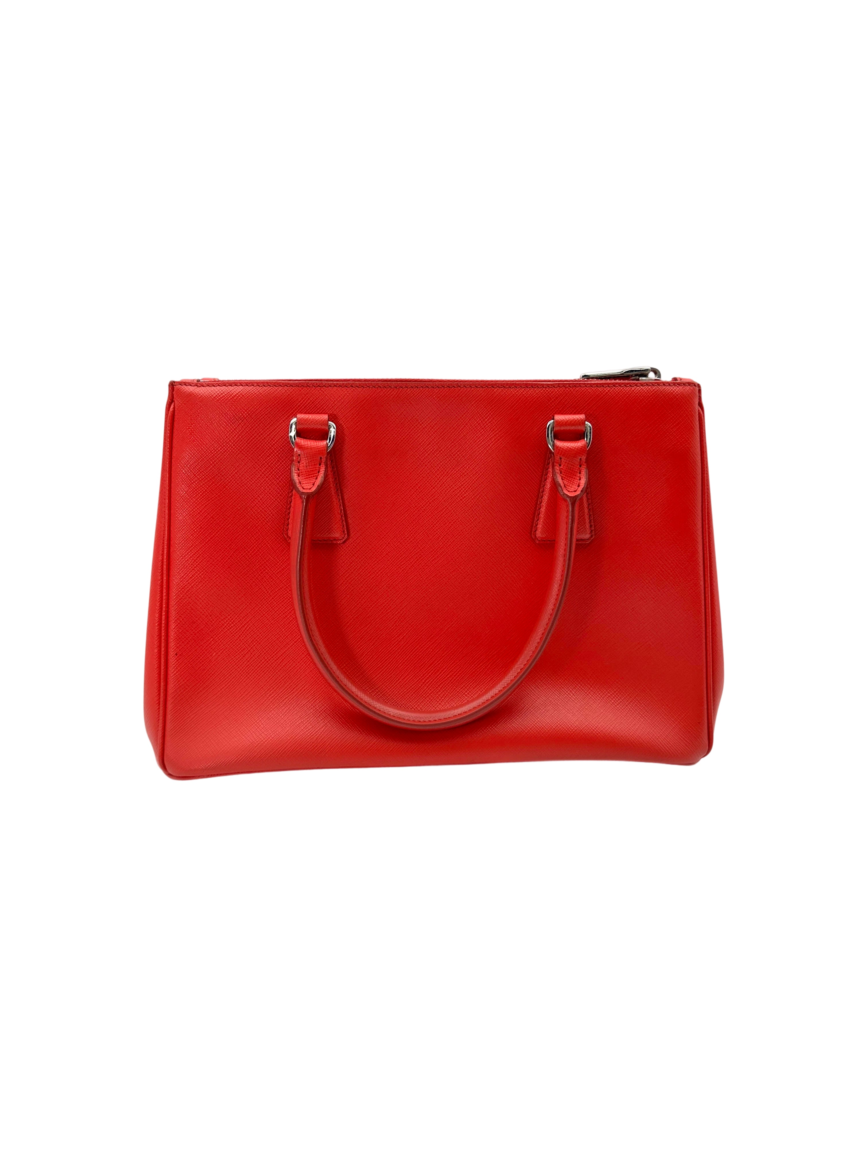 Prada Galleria Red Saffiano Lux Leather Small Size Handle Bag PR267