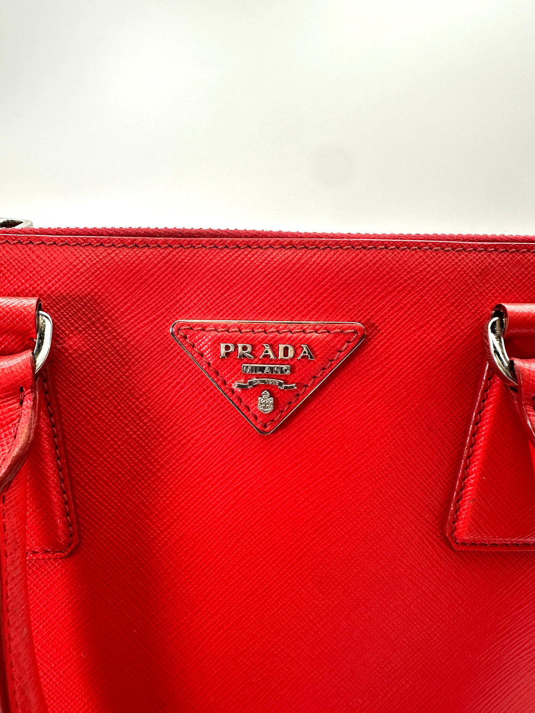 Prada Galleria Red Saffiano Lux Leather Small Size Handle Bag PR267