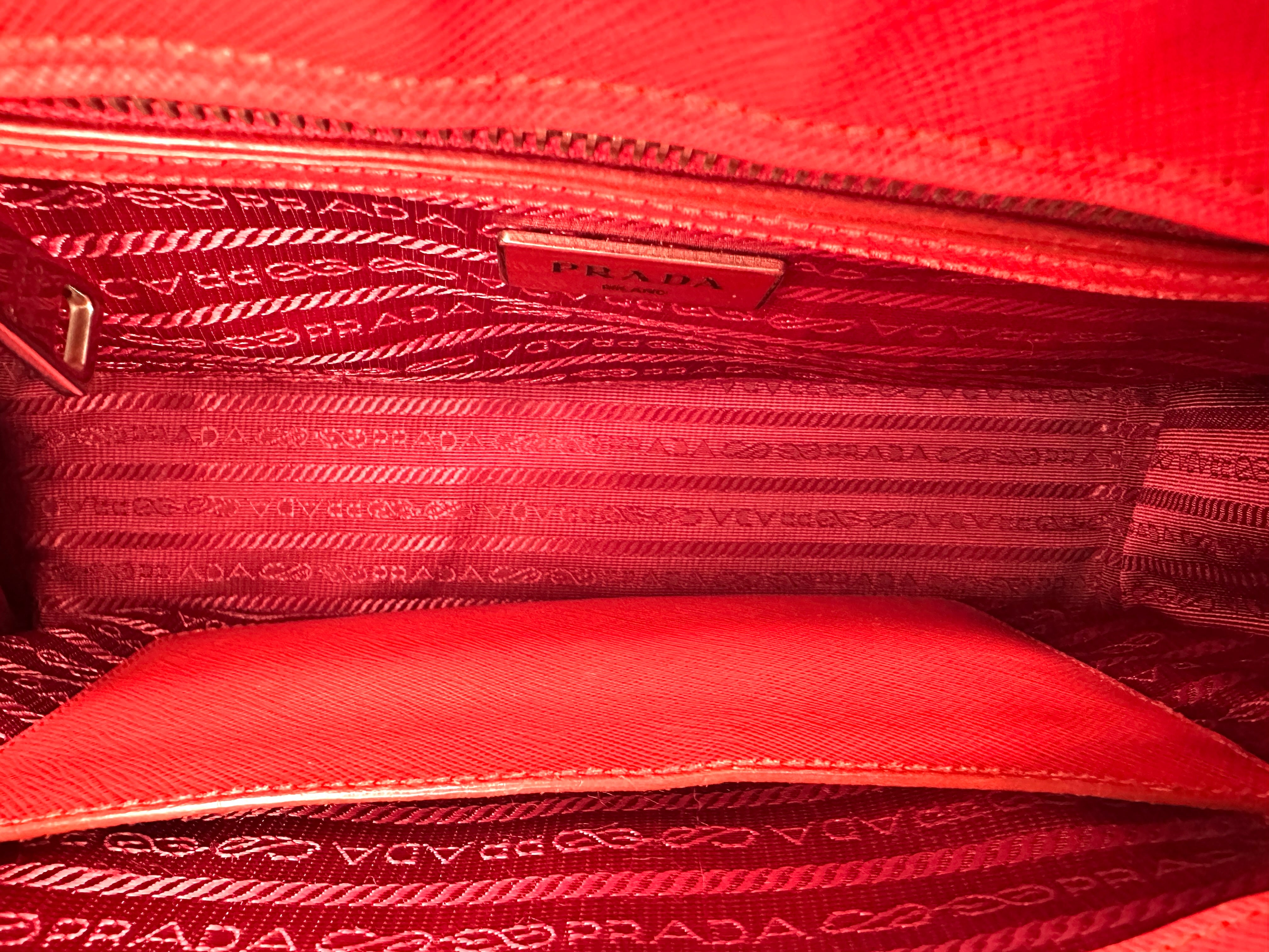 Prada Galleria Red Saffiano Lux Leather Small Size Handle Bag PR267