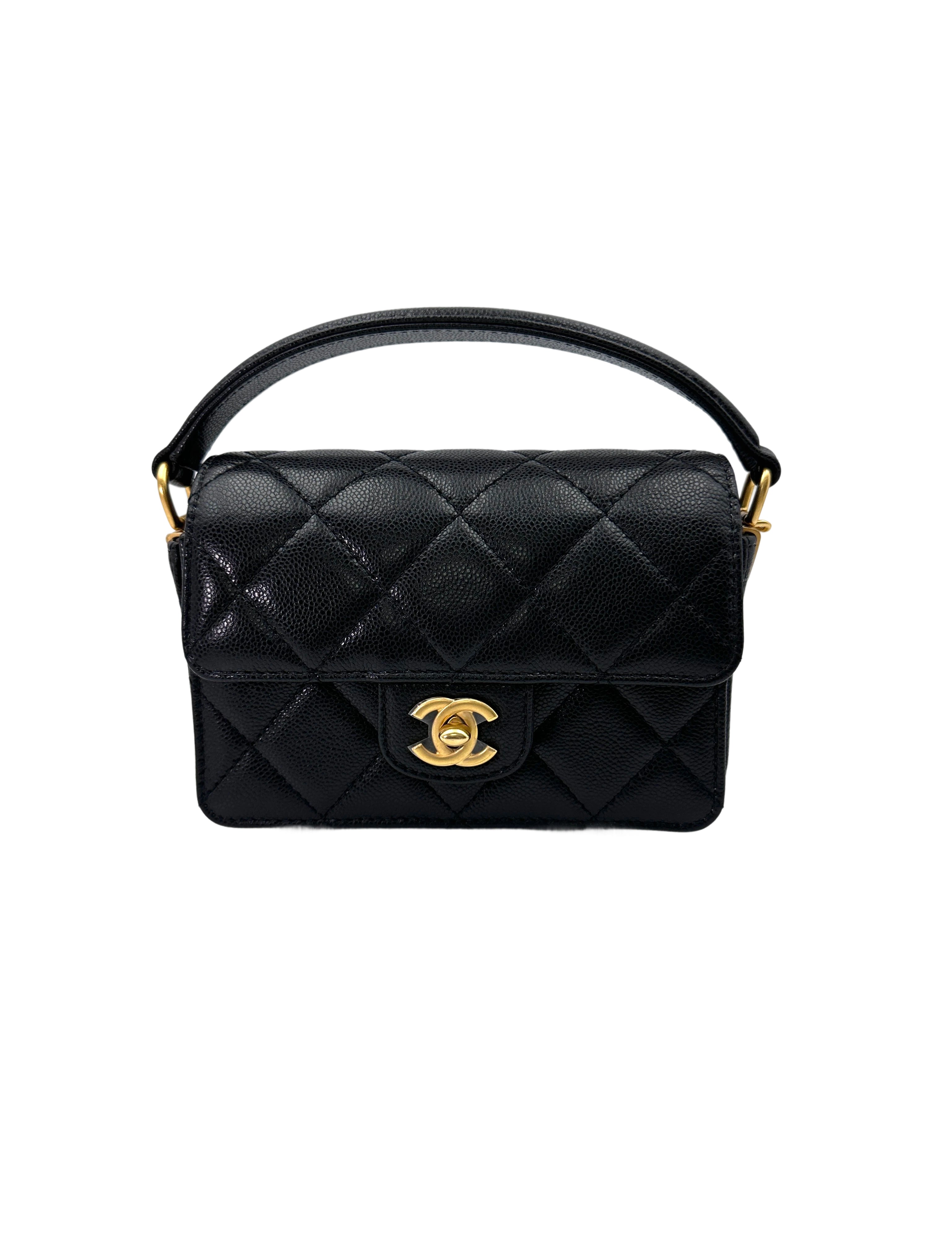 Chanel 24K Black Quilted & Felt Mini Flap Messenger Bag(JG***9C) IRIS171