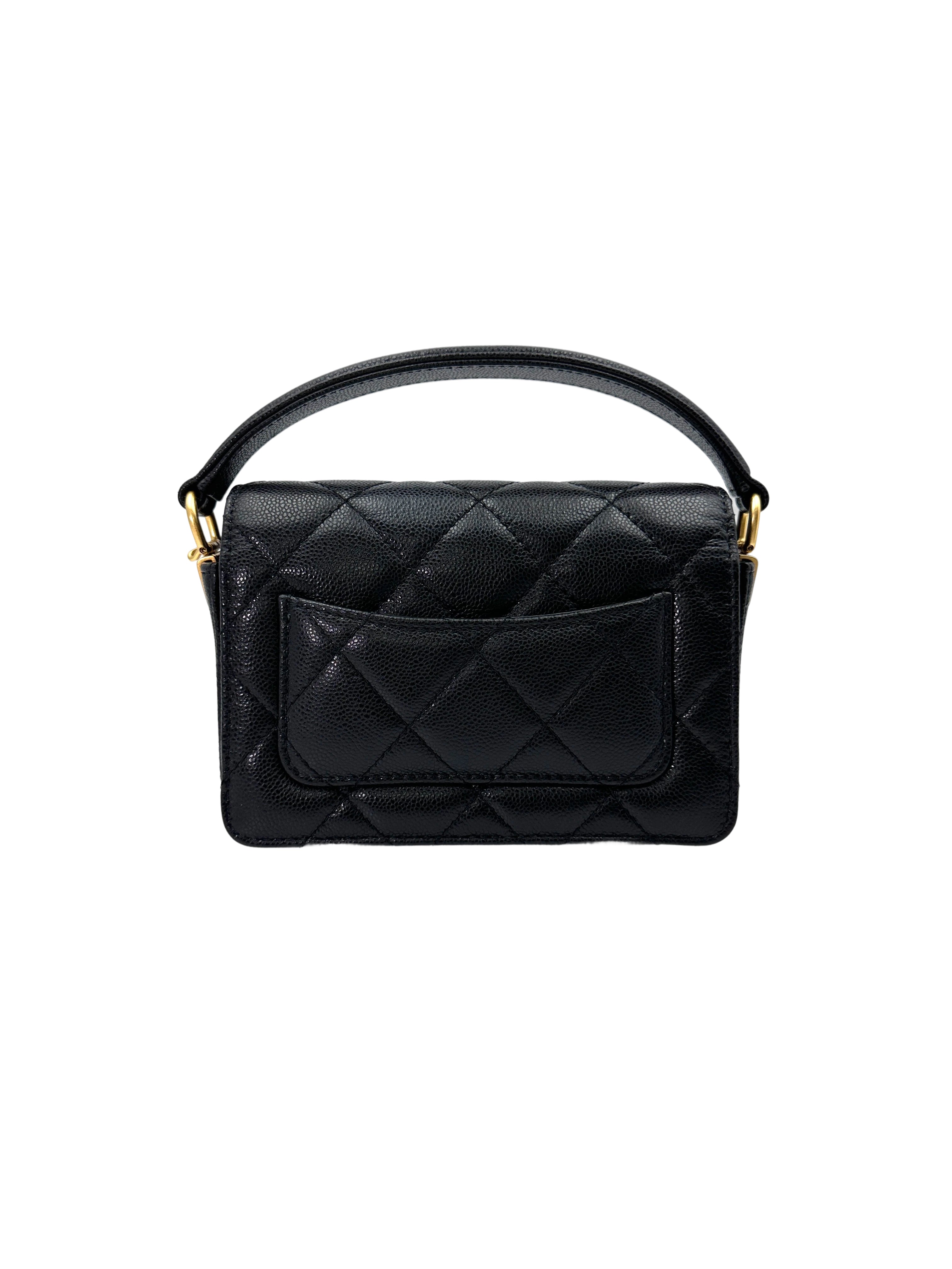 Chanel 24K Black Quilted & Felt Mini Flap Messenger Bag(JG***9C) IRIS171