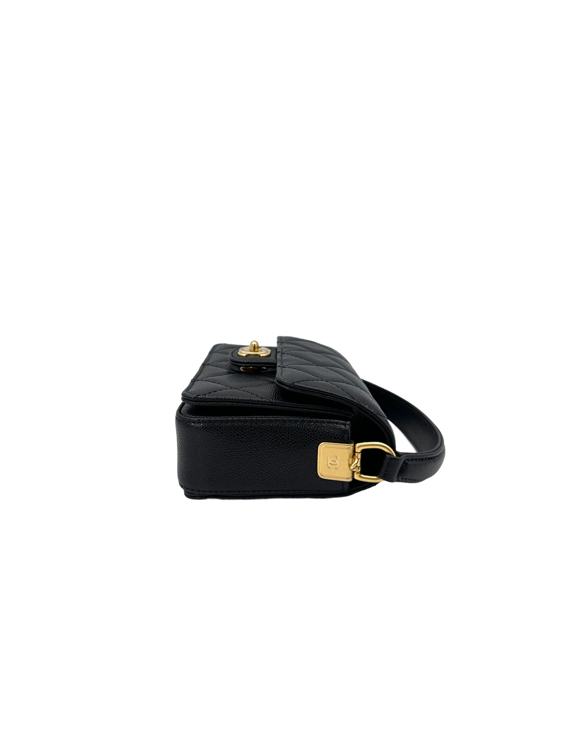 Chanel 24K Black Quilted & Felt Mini Flap Messenger Bag(JG***9C) IRIS171