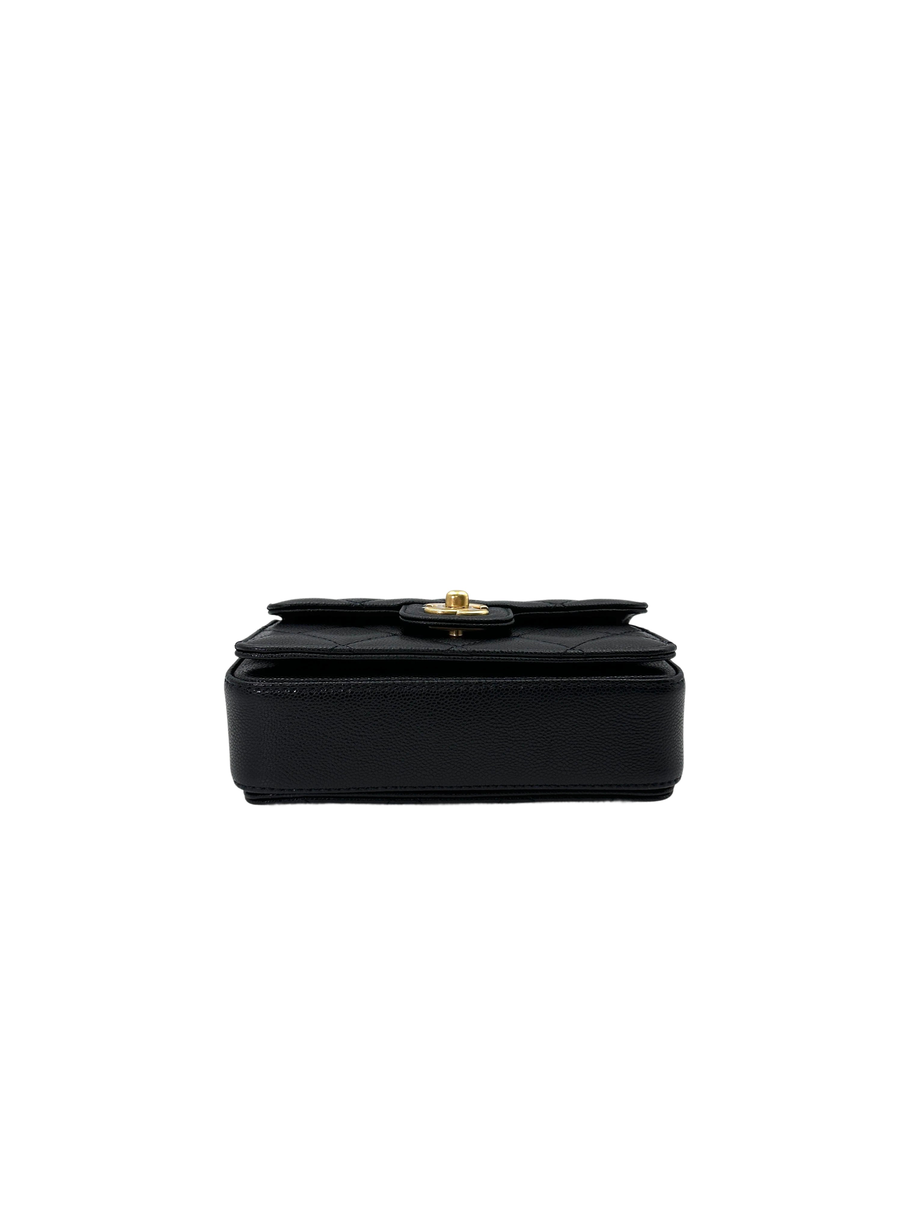 Chanel 24K Black Quilted & Felt Mini Flap Messenger Bag(JG***9C) IRIS171