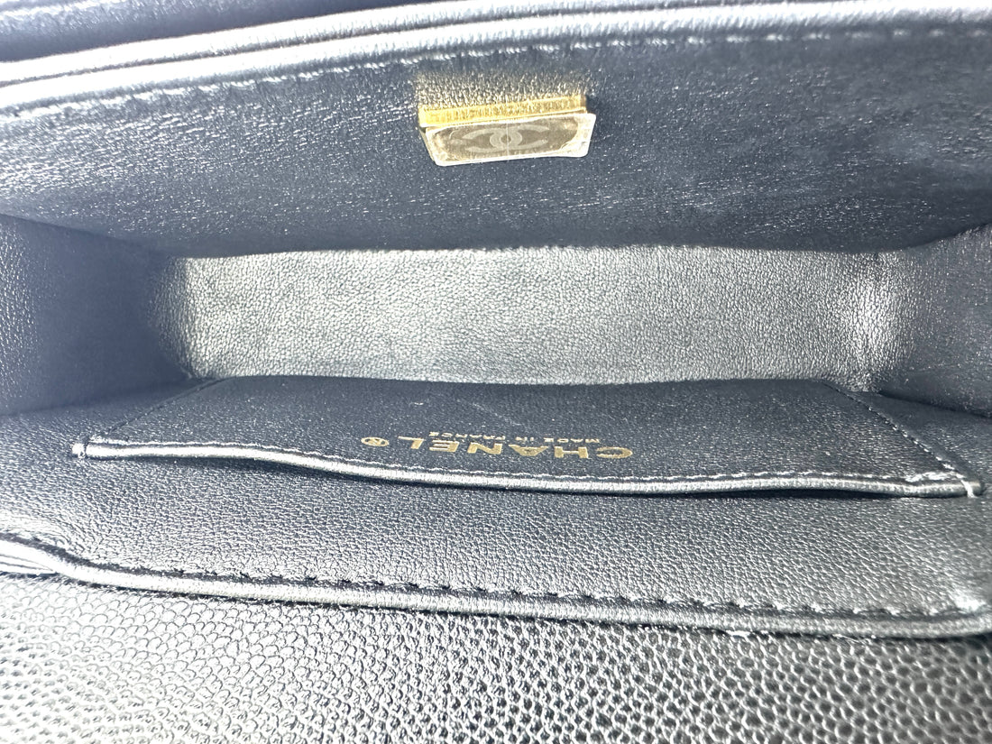 Chanel 24K Black Quilted & Felt Mini Flap Messenger Bag(JG***9C) IRIS171