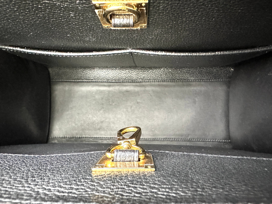 Louis Vuitton City Steamer Black Grained Leather Handle Bag LV2444