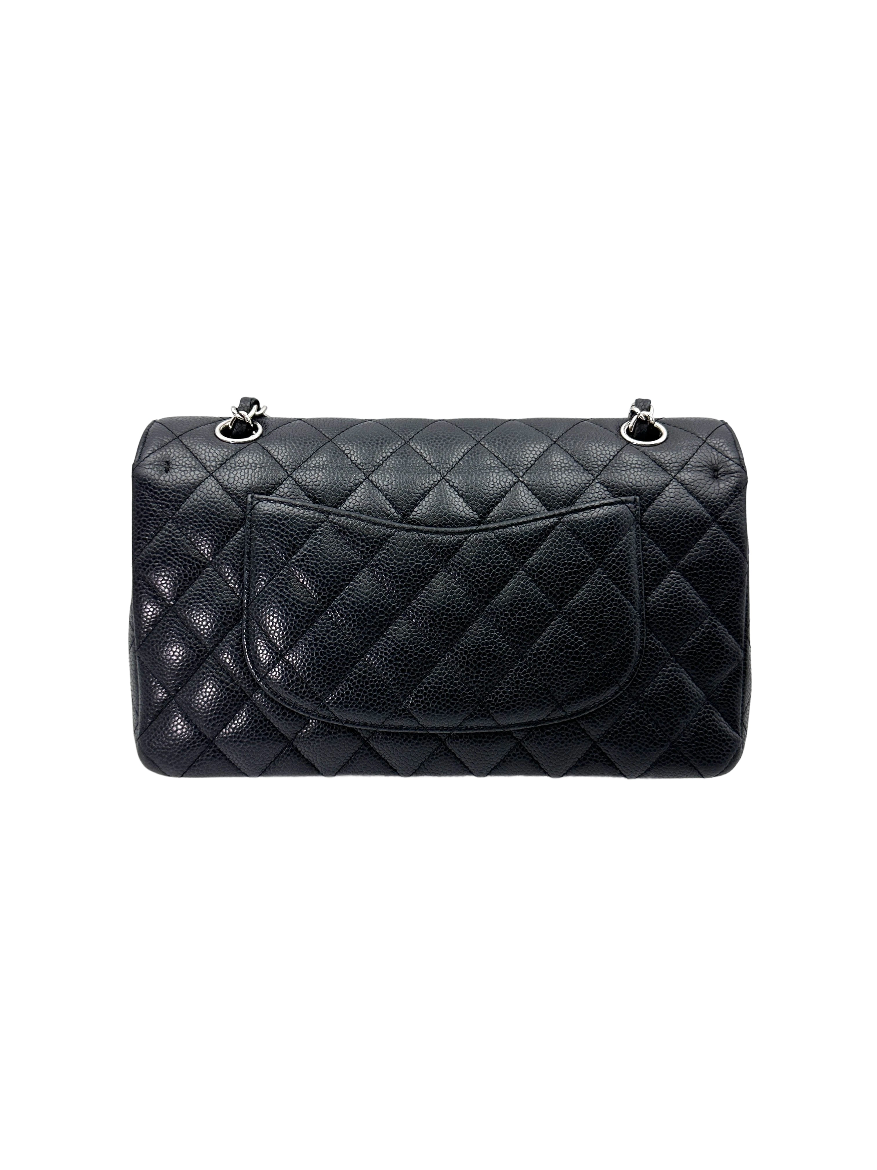 Chanel Classic Flap Black Quilted Leather Shoulder Bag With Silver Buckle(13***26) IRIS172