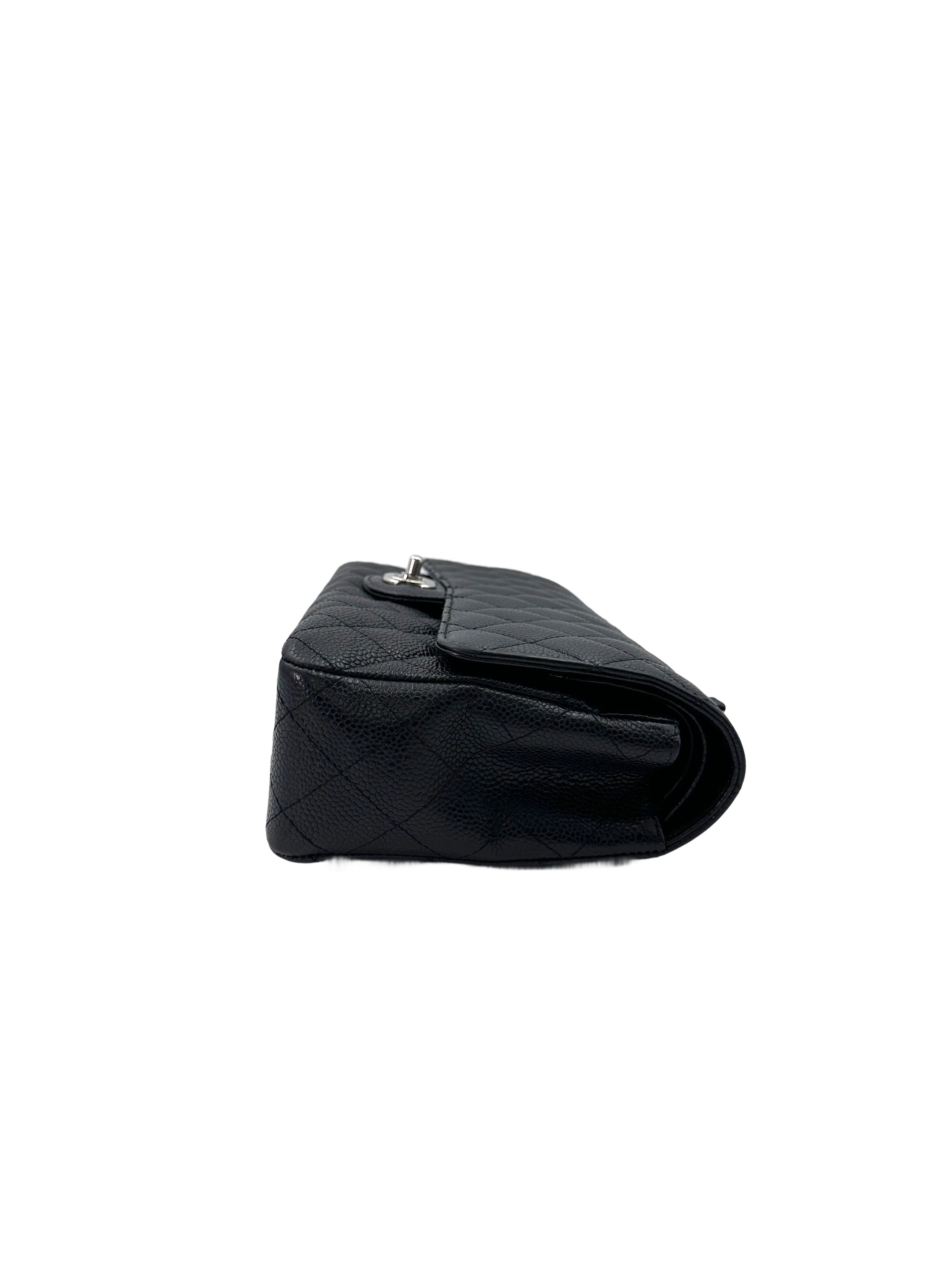 Chanel Classic Flap Black Quilted Leather Shoulder Bag With Silver Buckle(13***26) IRIS172