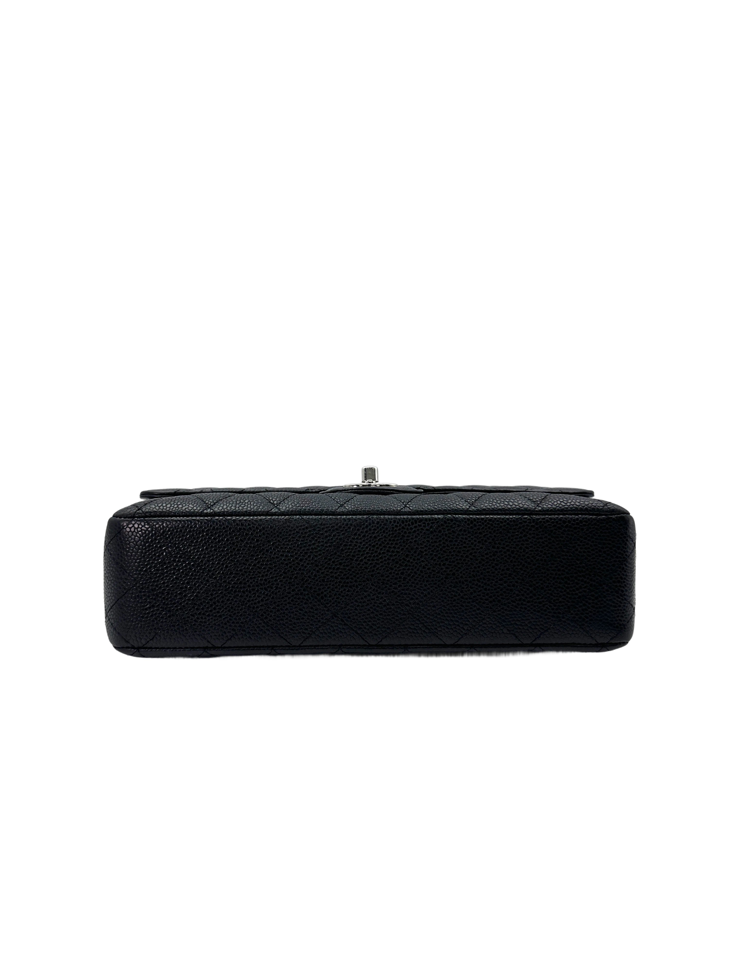 Chanel Classic Flap Black Quilted Leather Shoulder Bag With Silver Buckle(13***26) IRIS172