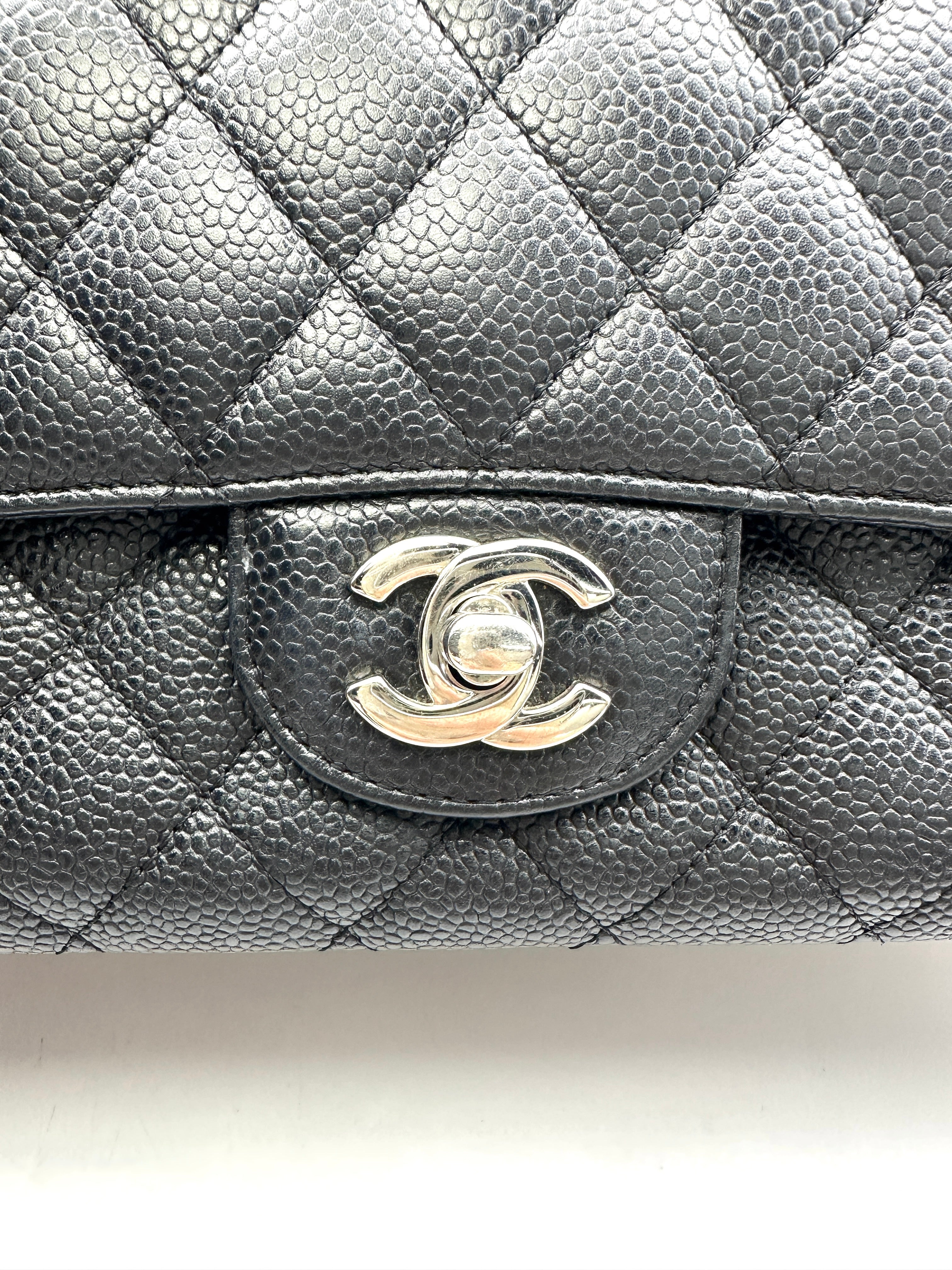 Chanel Classic Flap Black Quilted Leather Shoulder Bag With Silver Buckle(13***26) IRIS172