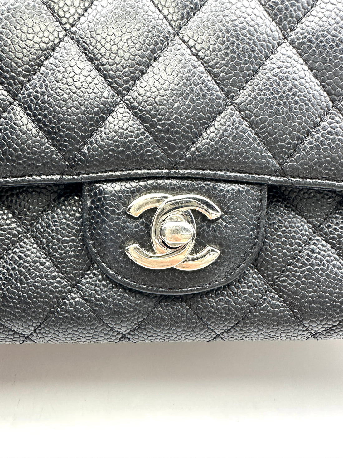 Chanel Classic Flap Black Quilted Leather Shoulder Bag With Silver Buckle(13***26) IRIS172