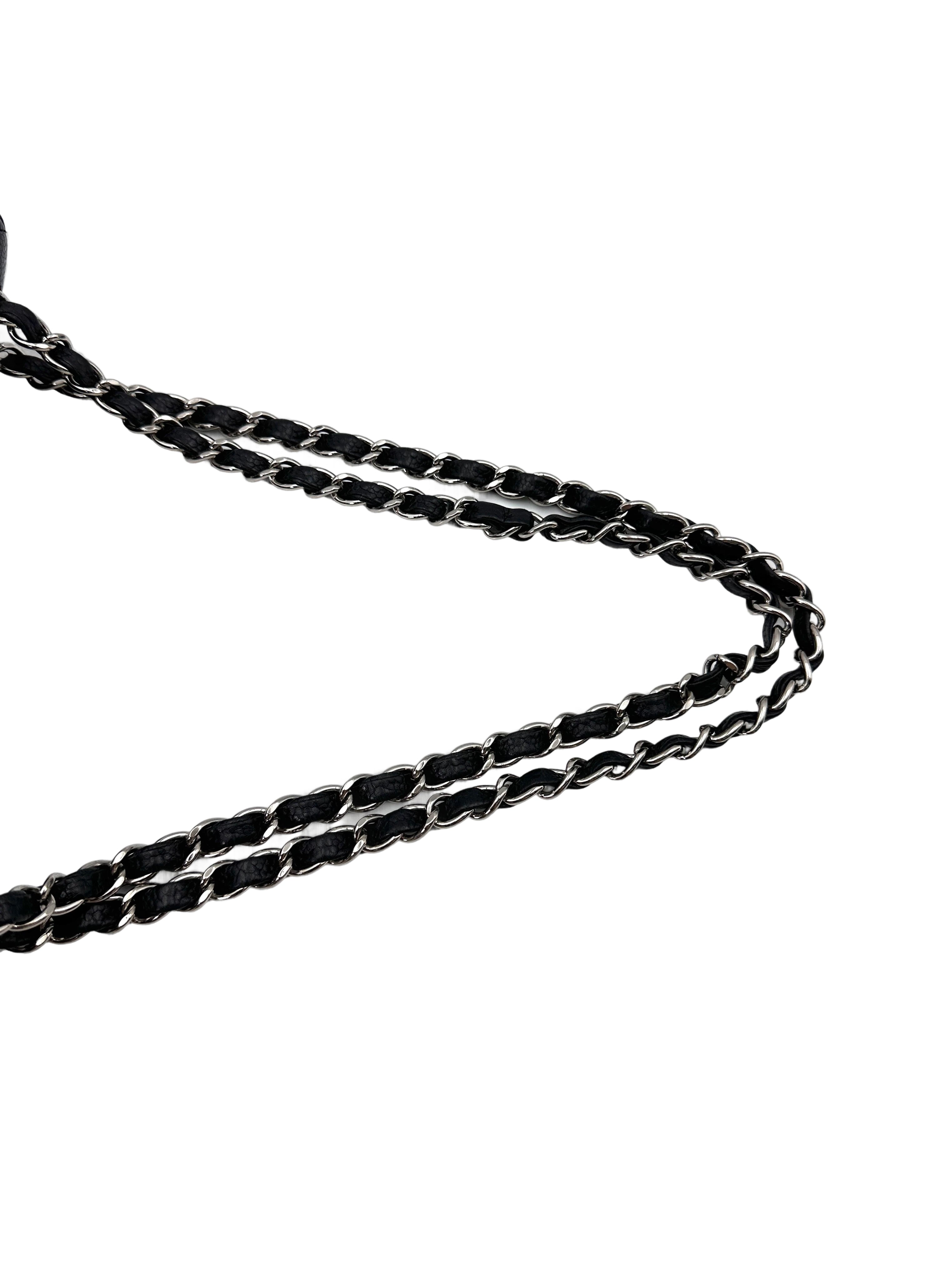Chanel Classic Flap Black Quilted Leather Shoulder Bag With Silver Buckle(13***26) IRIS172