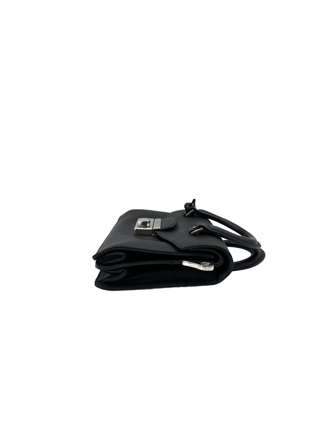 Prada Sound Lock Black Saffiano Leather Handle Bag PR270