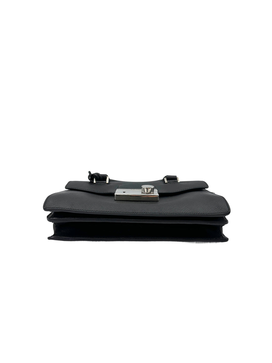 Prada Sound Lock Black Saffiano Leather Handle Bag PR270